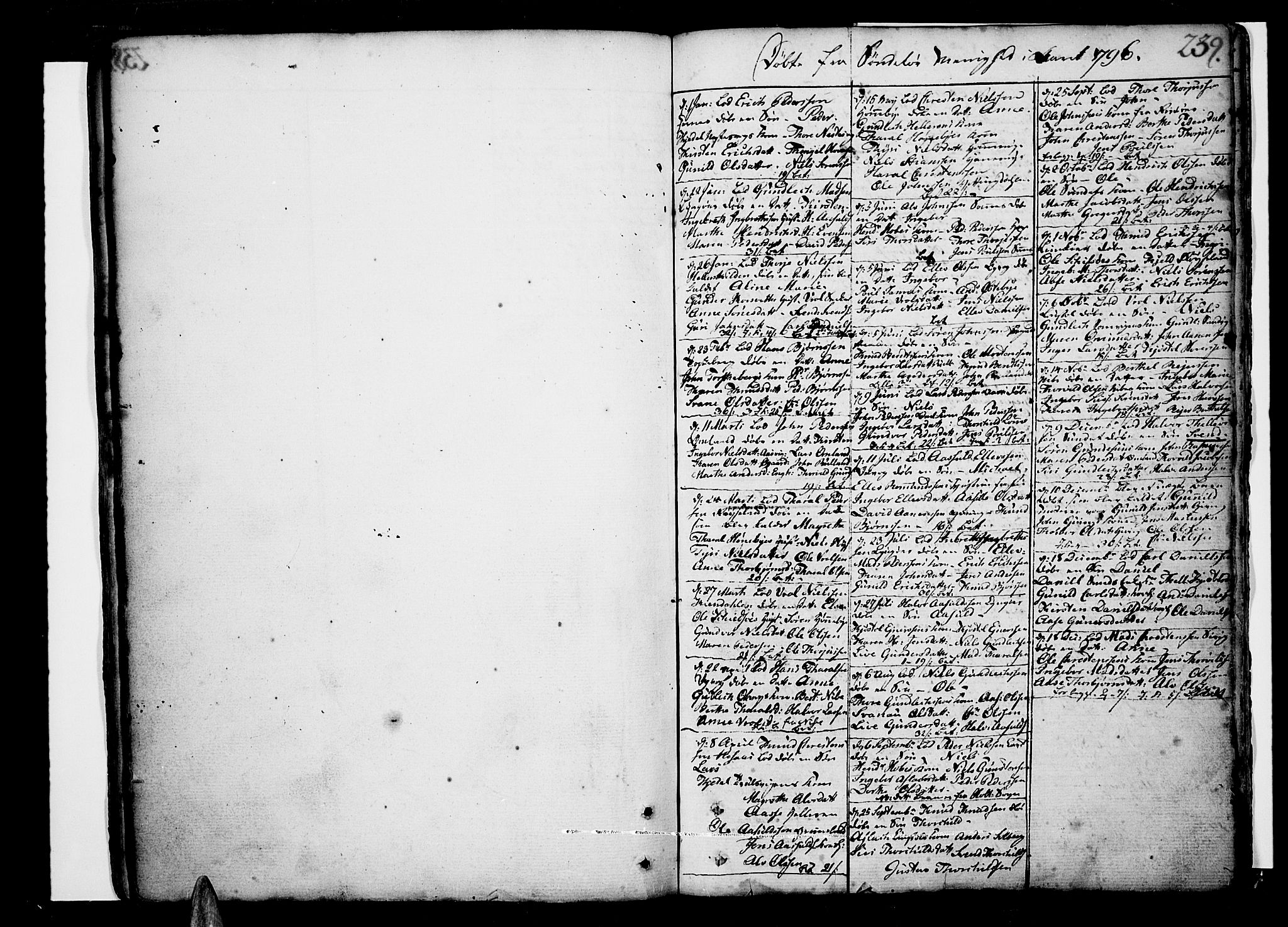 Risør sokneprestkontor, SAK/1111-0035/F/Fb/L0002: Parish register (copy) no. B 2, 1747-1812, p. 239
