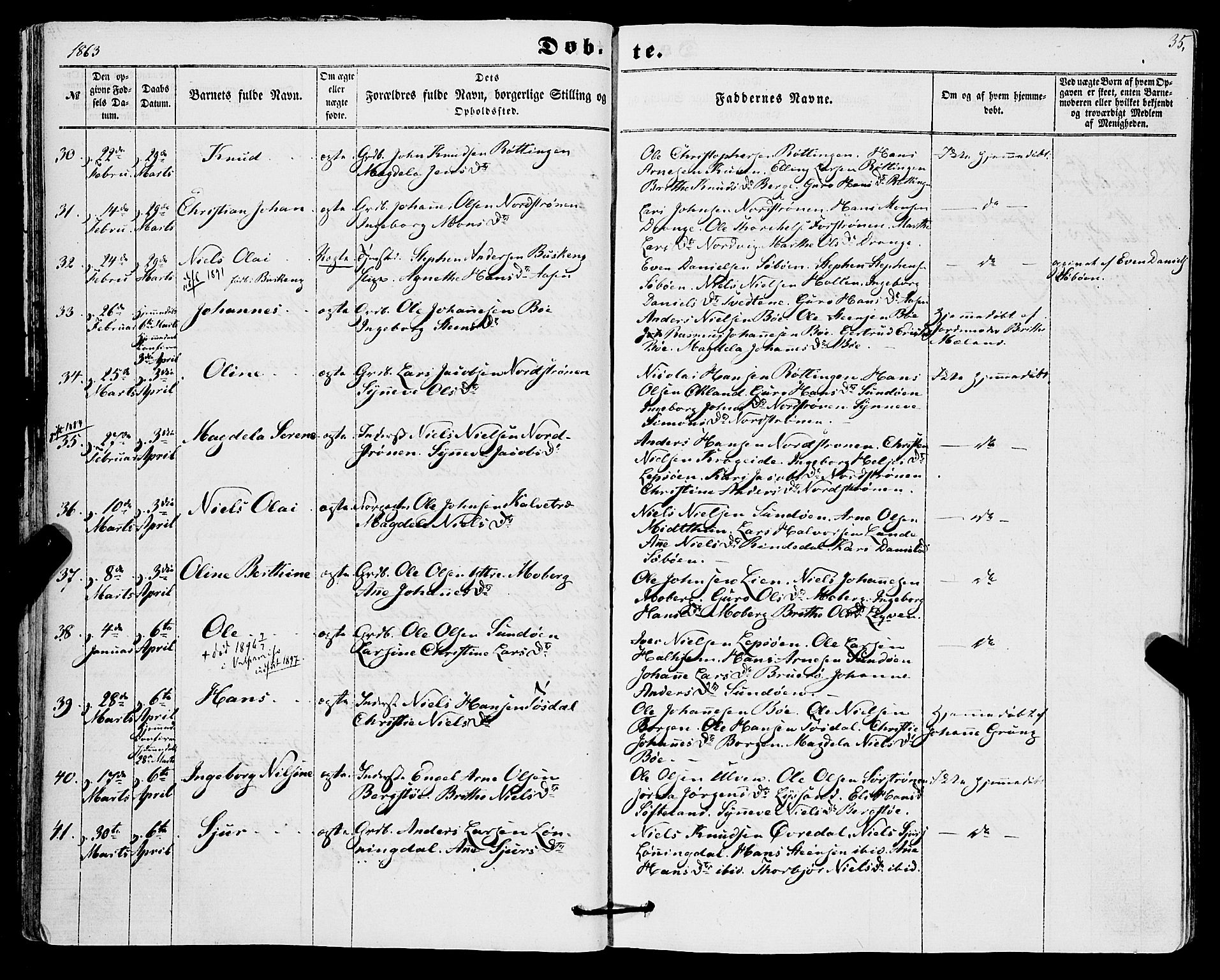 Os sokneprestembete, SAB/A-99929: Parish register (official) no. A 17, 1860-1873, p. 35