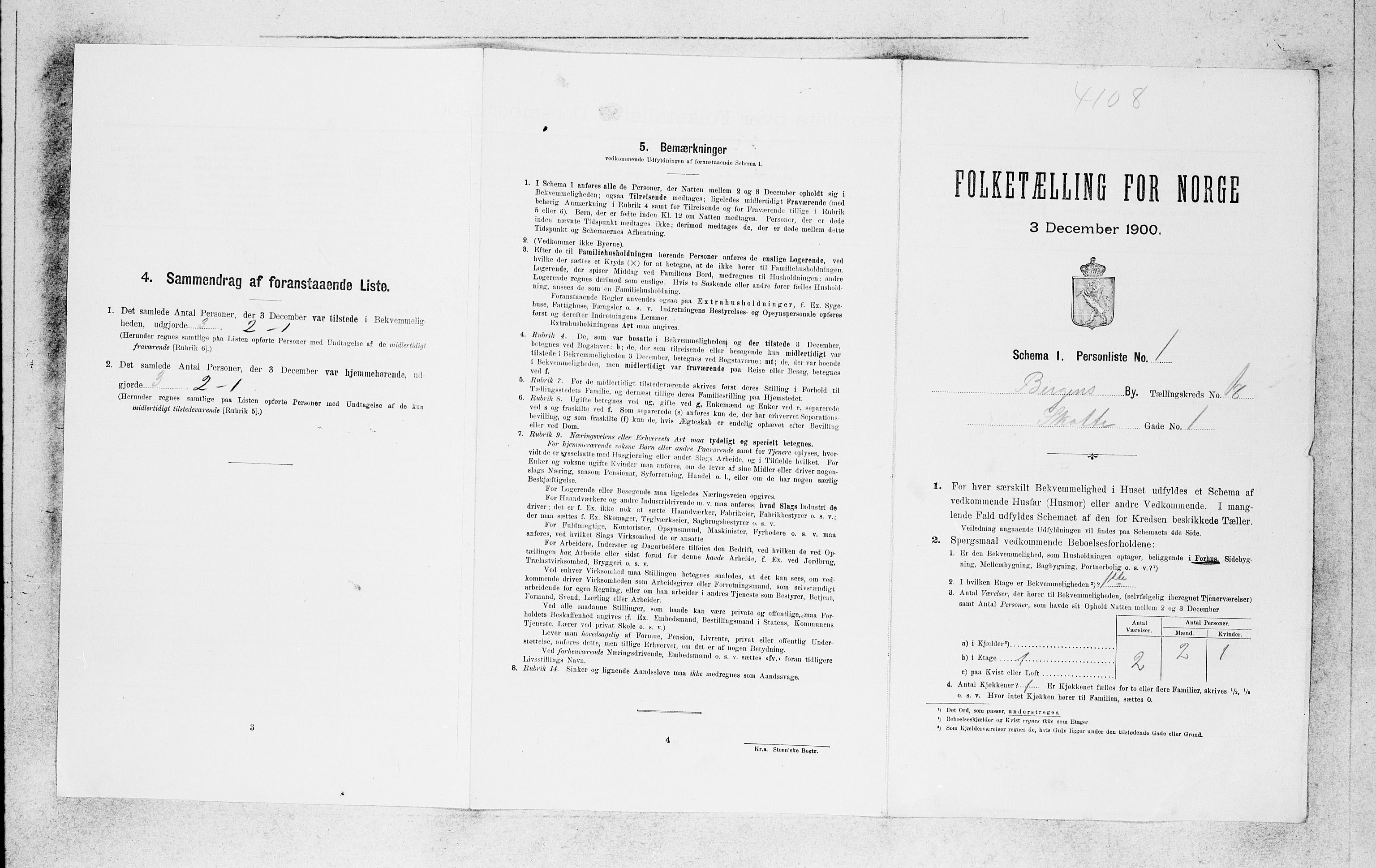 SAB, 1900 census for Bergen, 1900, p. 3479