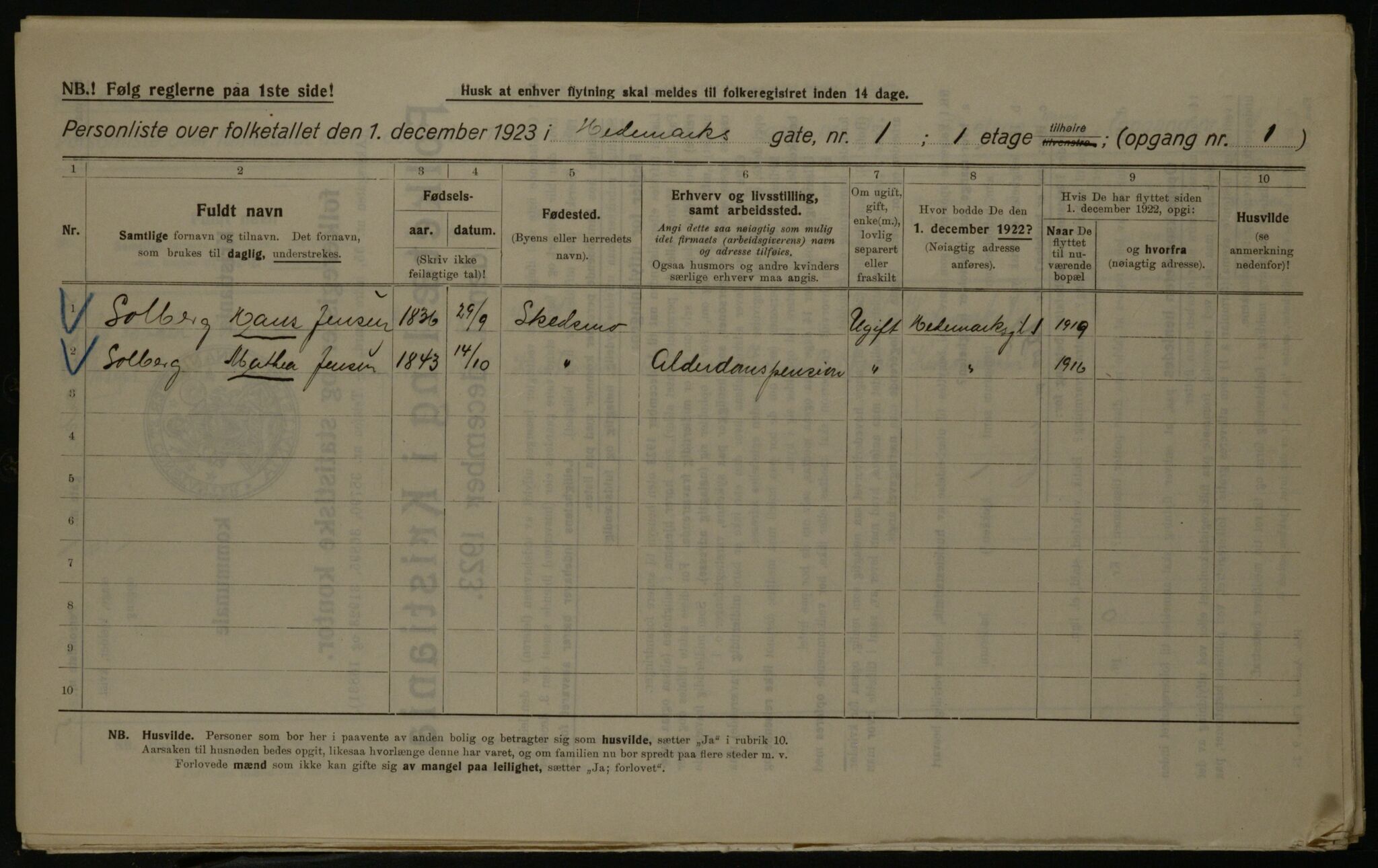 OBA, Municipal Census 1923 for Kristiania, 1923, p. 39856