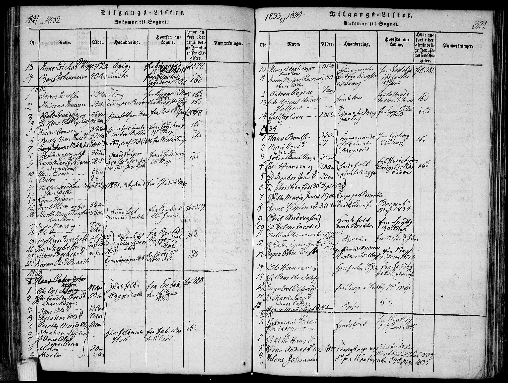 Hobøl prestekontor Kirkebøker, SAO/A-2002/F/Fa/L0002: Parish register (official) no. I 2, 1814-1841, p. 321