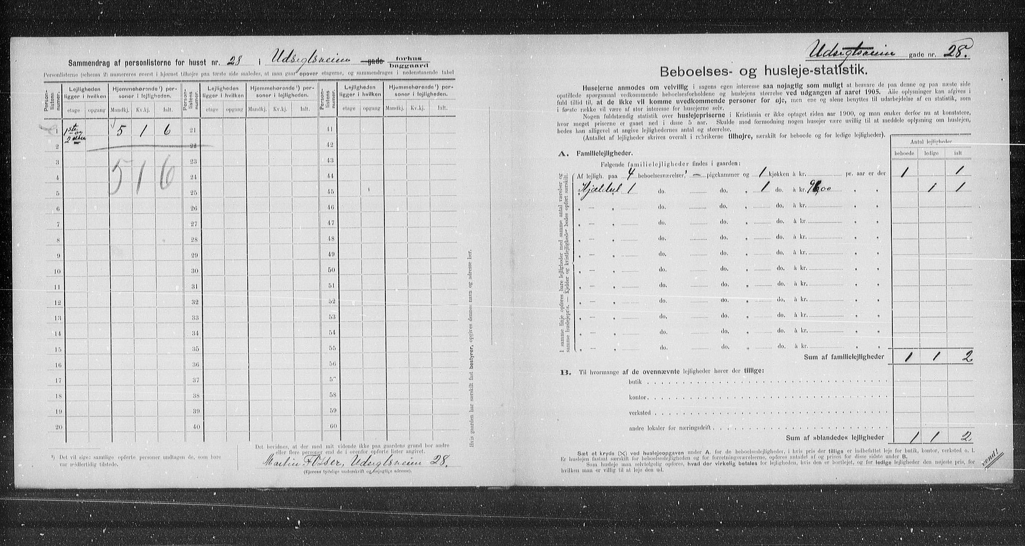 OBA, Municipal Census 1905 for Kristiania, 1905, p. 62312
