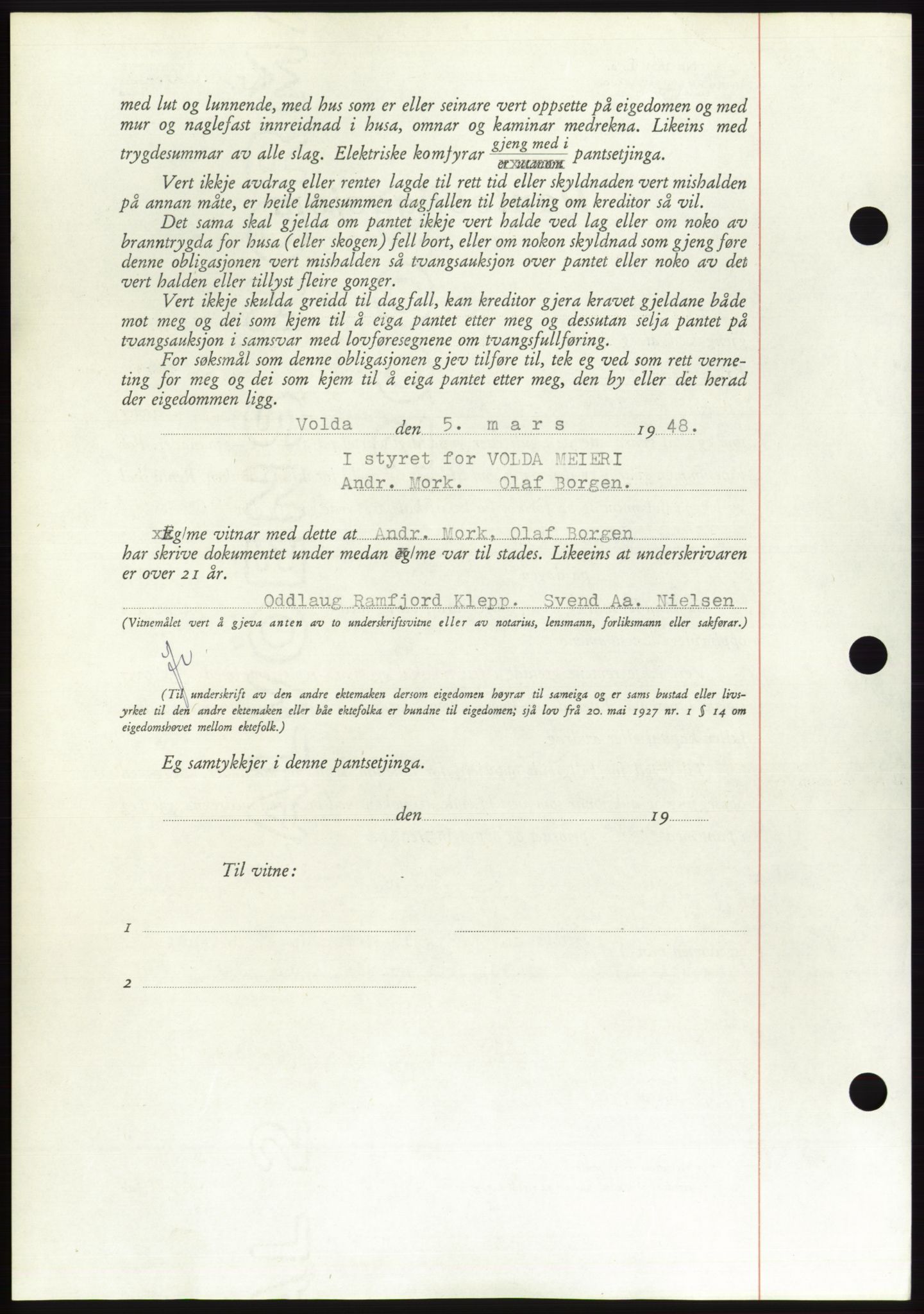 Søre Sunnmøre sorenskriveri, AV/SAT-A-4122/1/2/2C/L0115: Mortgage book no. 3B, 1947-1948, Diary no: : 312/1948