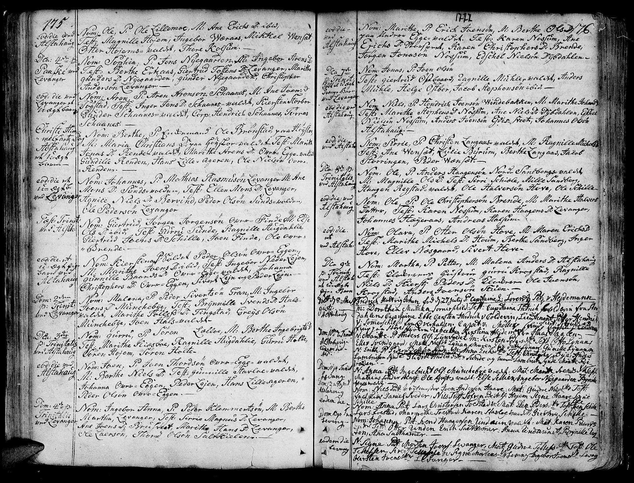 Ministerialprotokoller, klokkerbøker og fødselsregistre - Nord-Trøndelag, SAT/A-1458/717/L0141: Parish register (official) no. 717A01, 1747-1803, p. 175-176