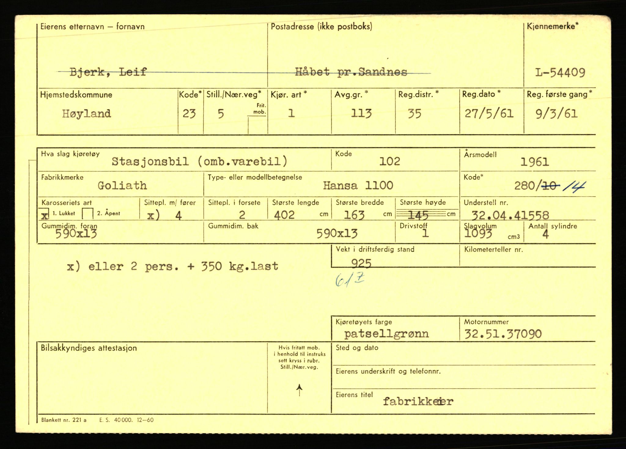 Stavanger trafikkstasjon, AV/SAST-A-101942/0/F/L0054: L-54200 - L-55699, 1930-1971, p. 433