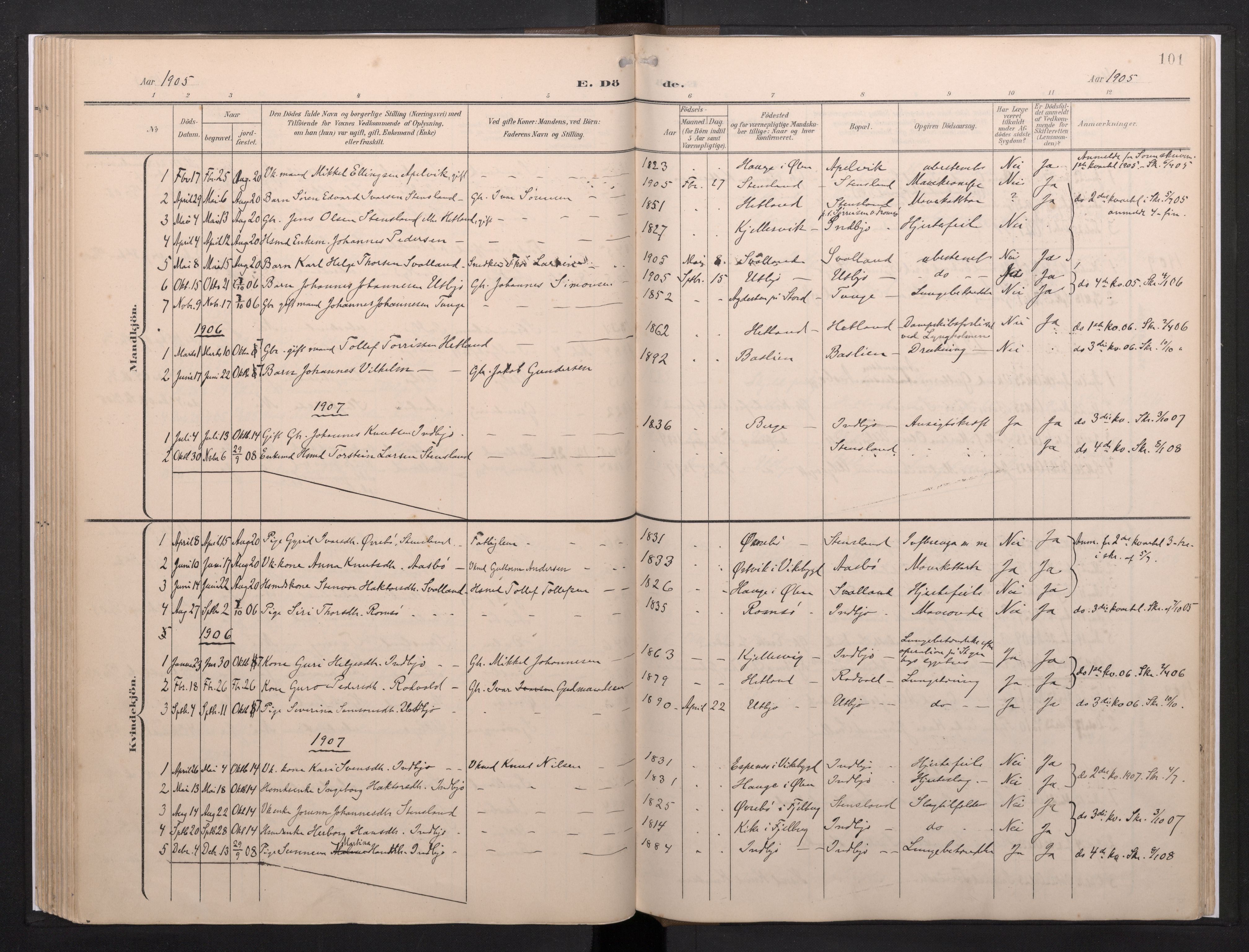 Fjelberg sokneprestembete, AV/SAB-A-75201/H/Haa: Parish register (official) no. E 1, 1903-1948, p. 101