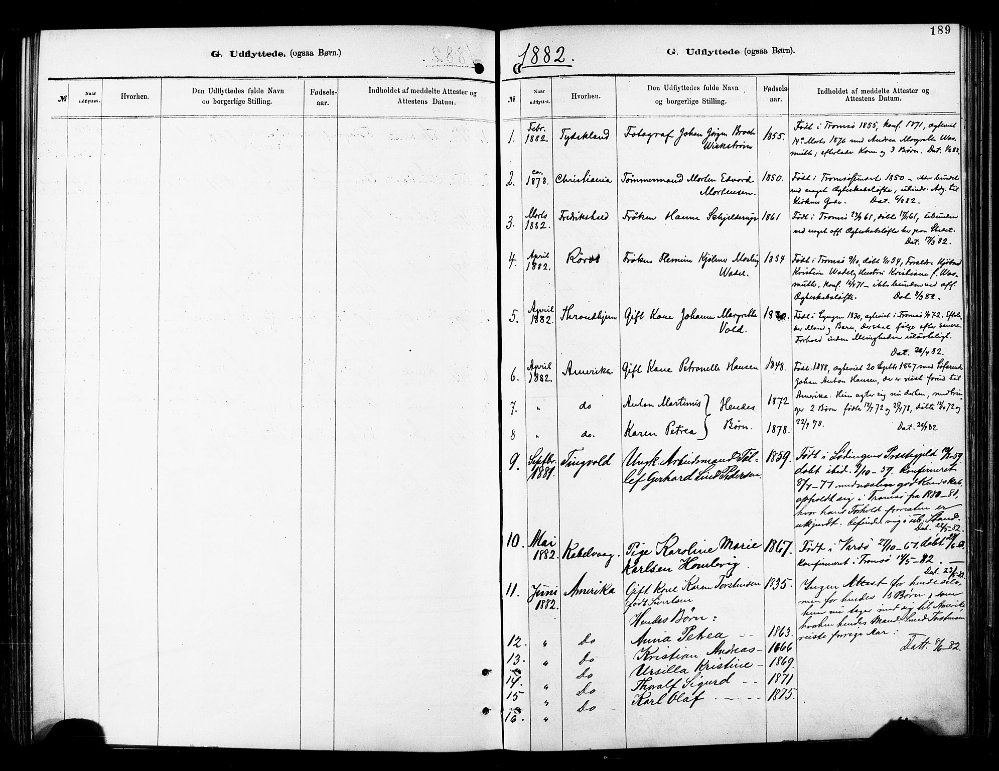 Tromsø sokneprestkontor/stiftsprosti/domprosti, SATØ/S-1343/G/Ga/L0014kirke: Parish register (official) no. 14, 1878-1888, p. 189