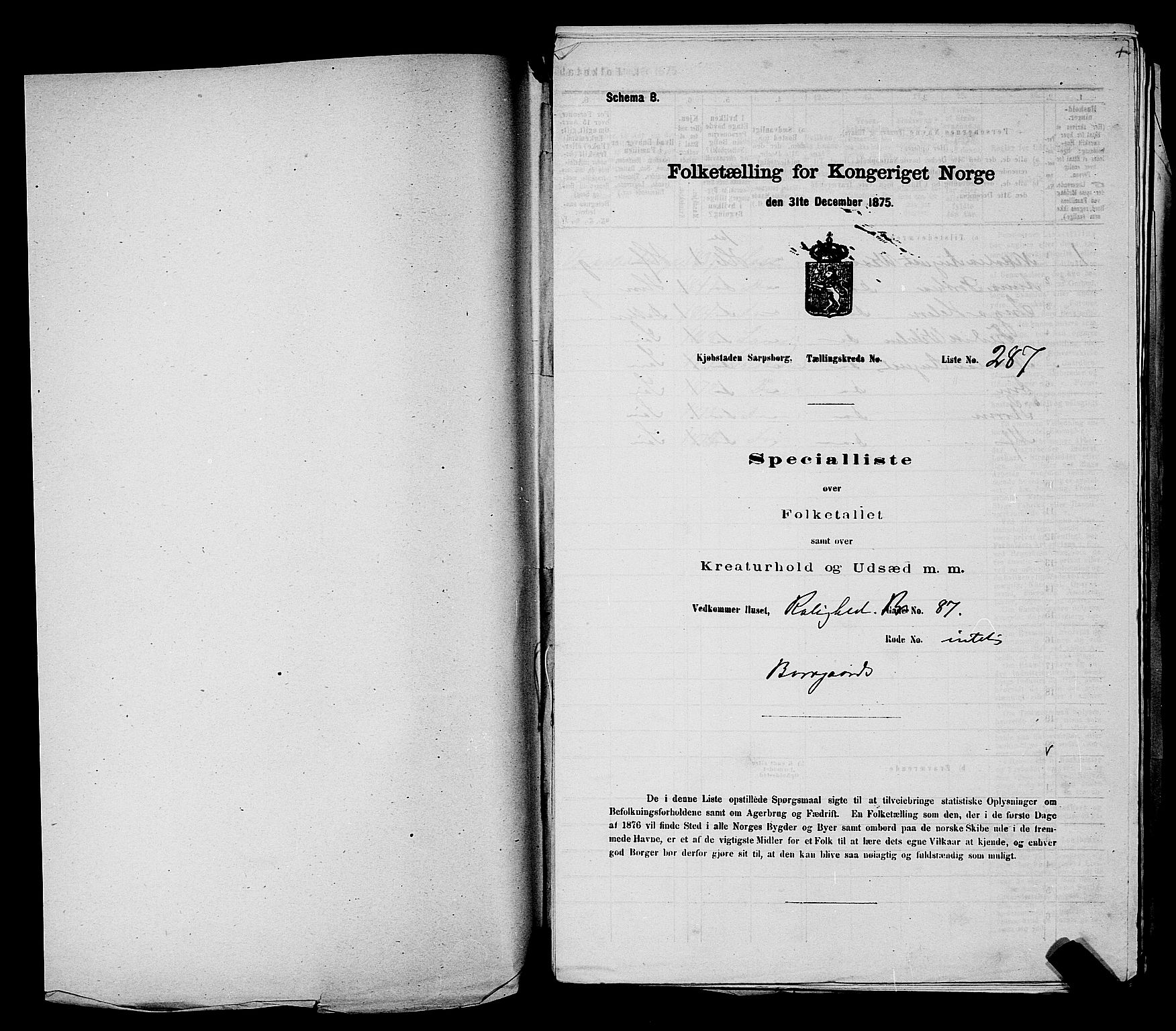 RA, 1875 census for 0102P Sarpsborg, 1875, p. 660