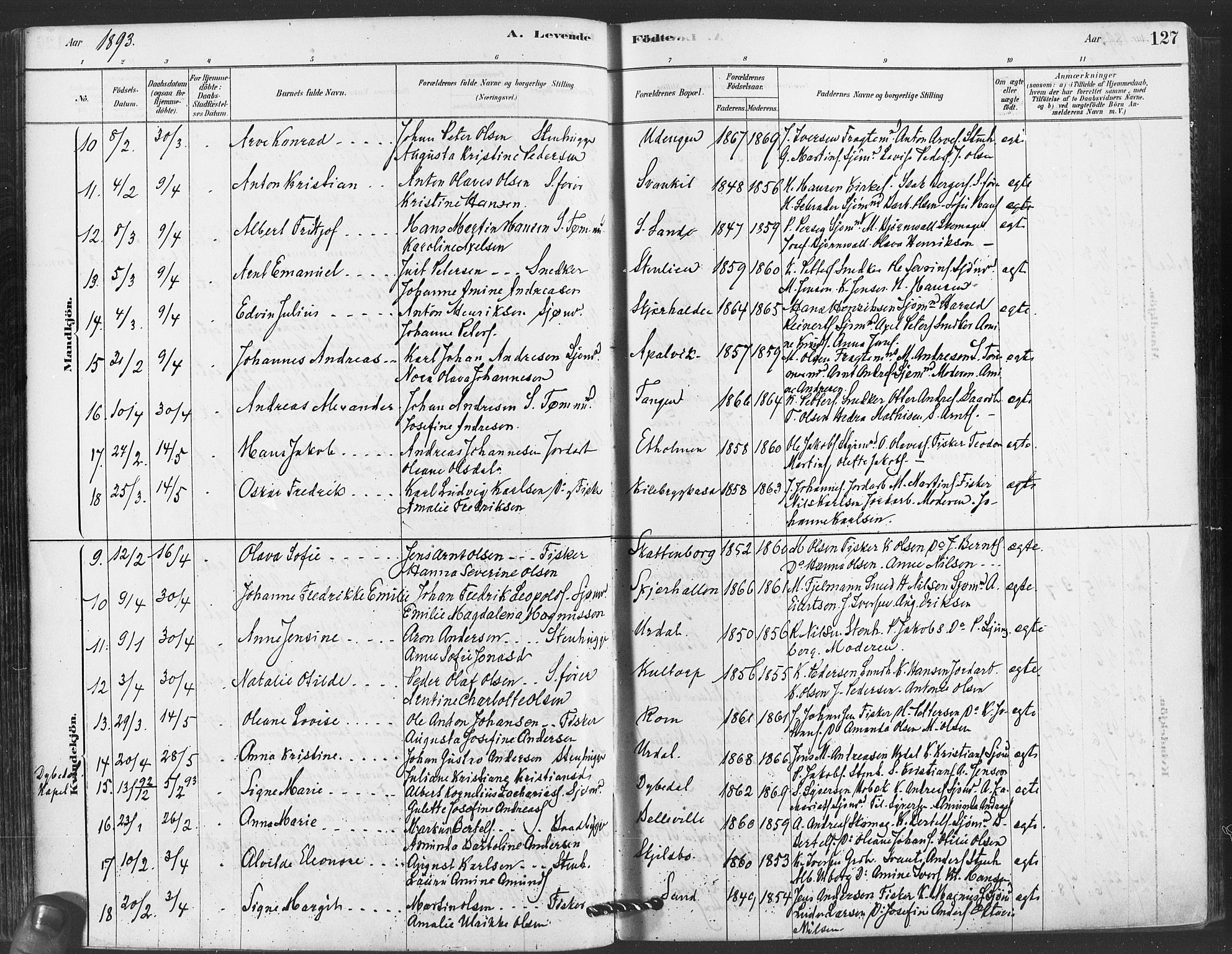 Hvaler prestekontor Kirkebøker, AV/SAO-A-2001/F/Fa/L0008: Parish register (official) no. I 8, 1878-1895, p. 127