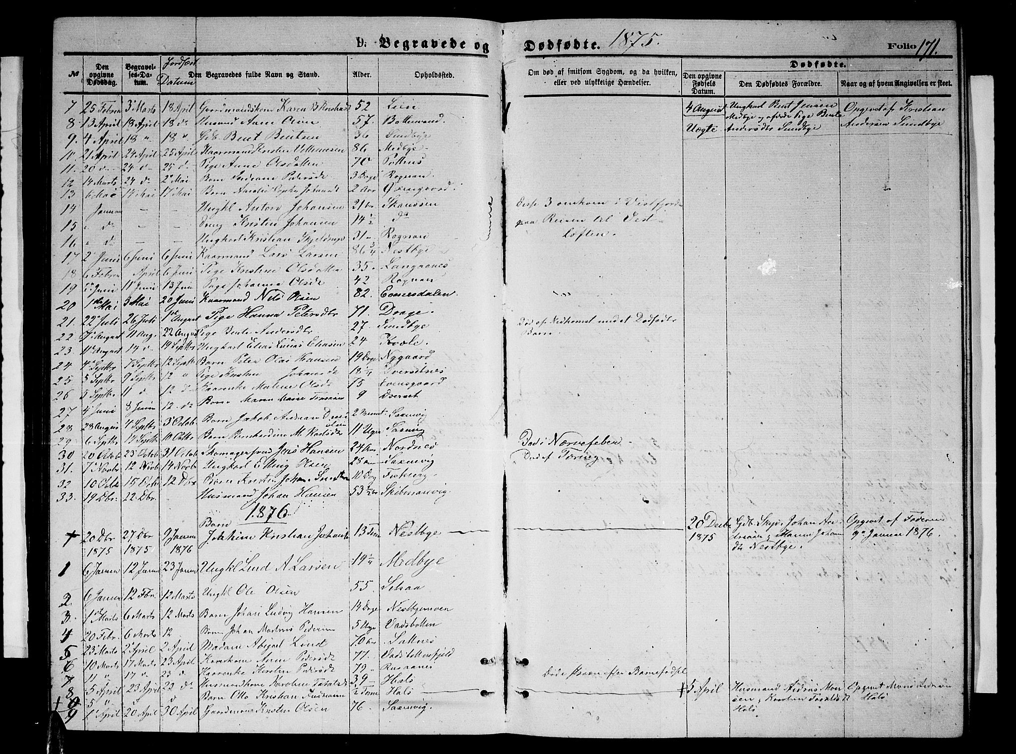 Ministerialprotokoller, klokkerbøker og fødselsregistre - Nordland, AV/SAT-A-1459/847/L0679: Parish register (copy) no. 847C07, 1870-1888, p. 171
