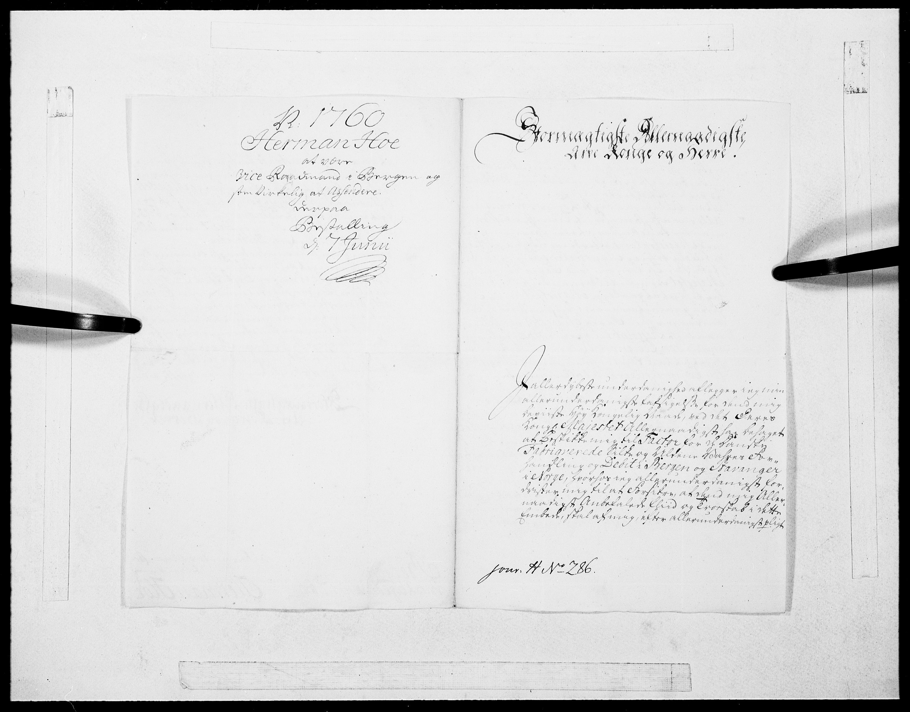 Danske Kanselli 1572-1799, AV/RA-EA-3023/F/Fc/Fcc/Fcca/L0179: Norske innlegg 1572-1799, 1760, p. 375