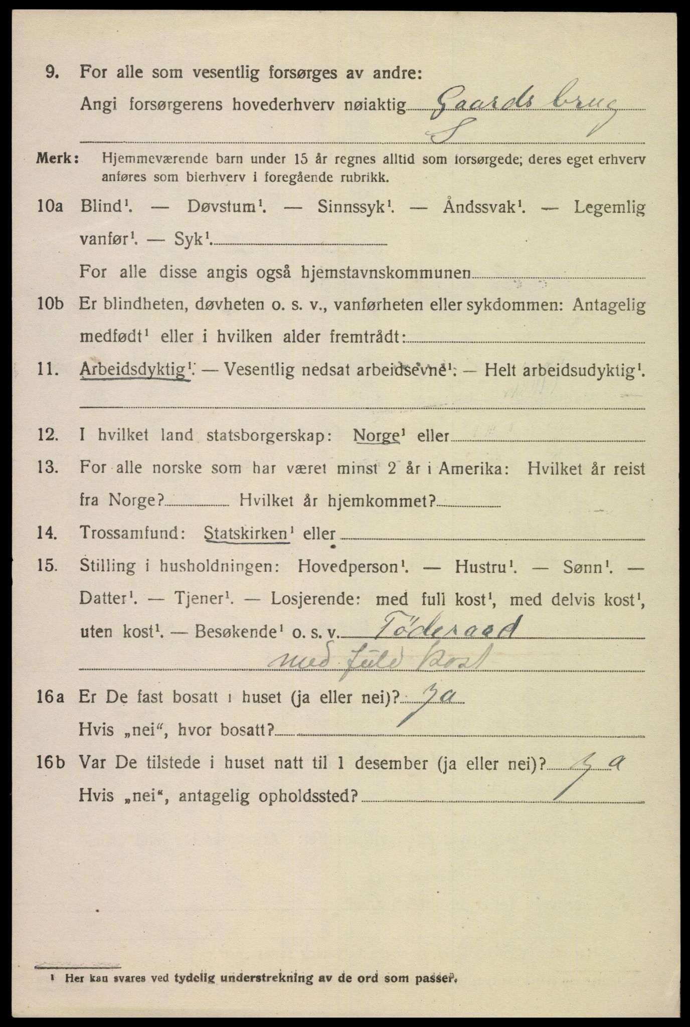 SAK, 1920 census for Bakke, 1920, p. 2569