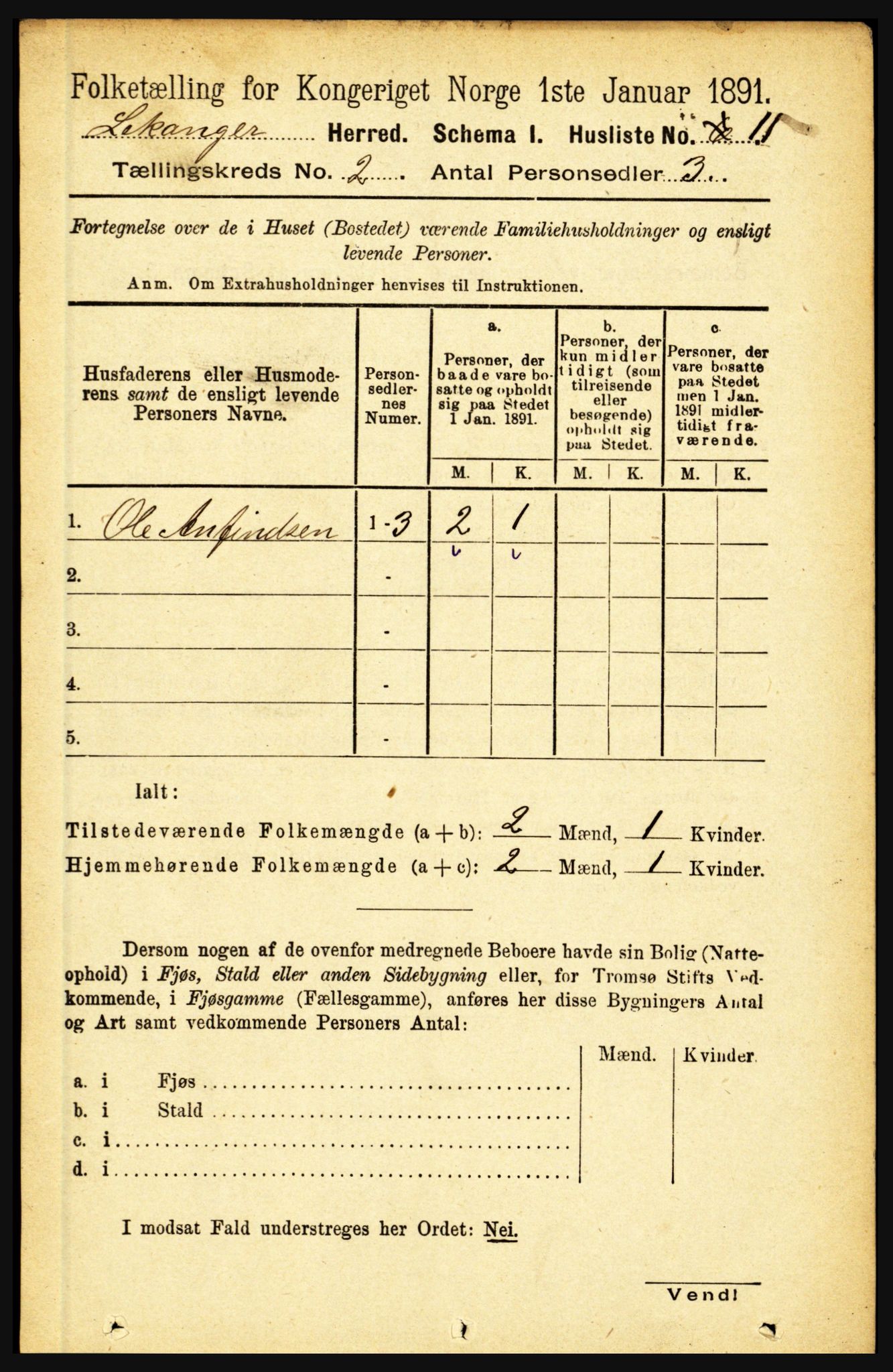 RA, 1891 census for 1419 Leikanger, 1891, p. 131