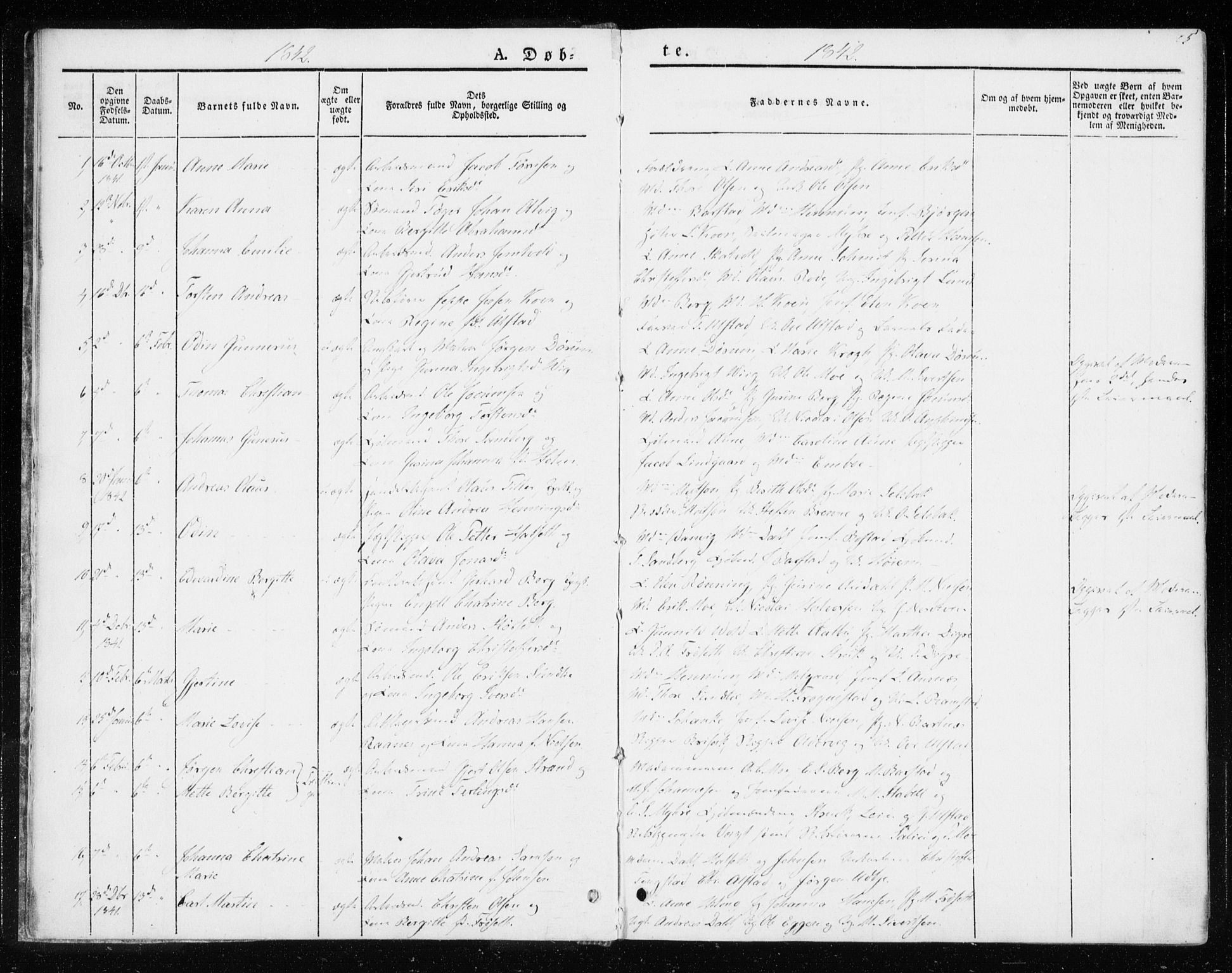 Ministerialprotokoller, klokkerbøker og fødselsregistre - Sør-Trøndelag, SAT/A-1456/604/L0183: Parish register (official) no. 604A04, 1841-1850, p. 5