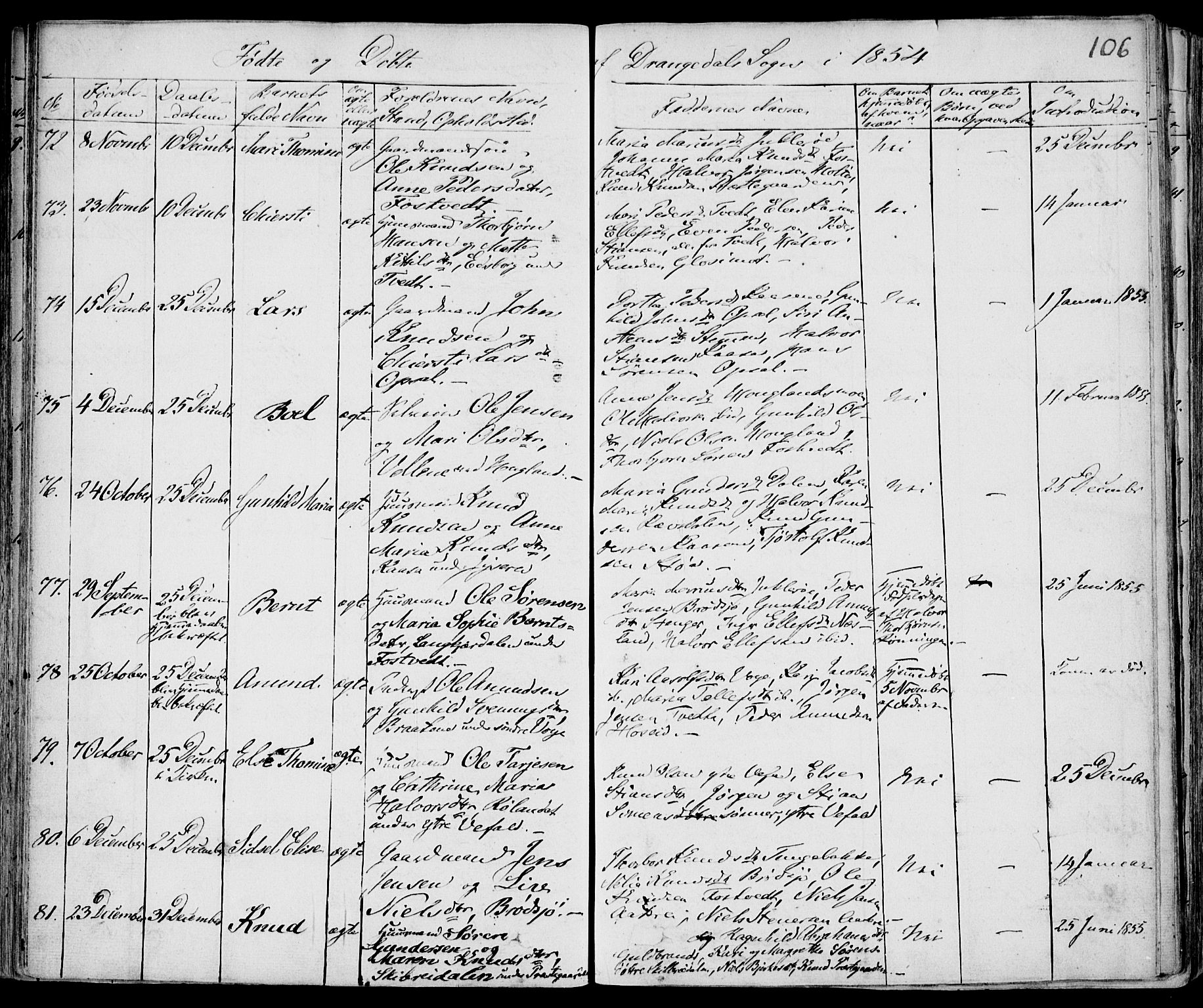 Drangedal kirkebøker, AV/SAKO-A-258/F/Fa/L0007a: Parish register (official) no. 7a, 1837-1856, p. 106