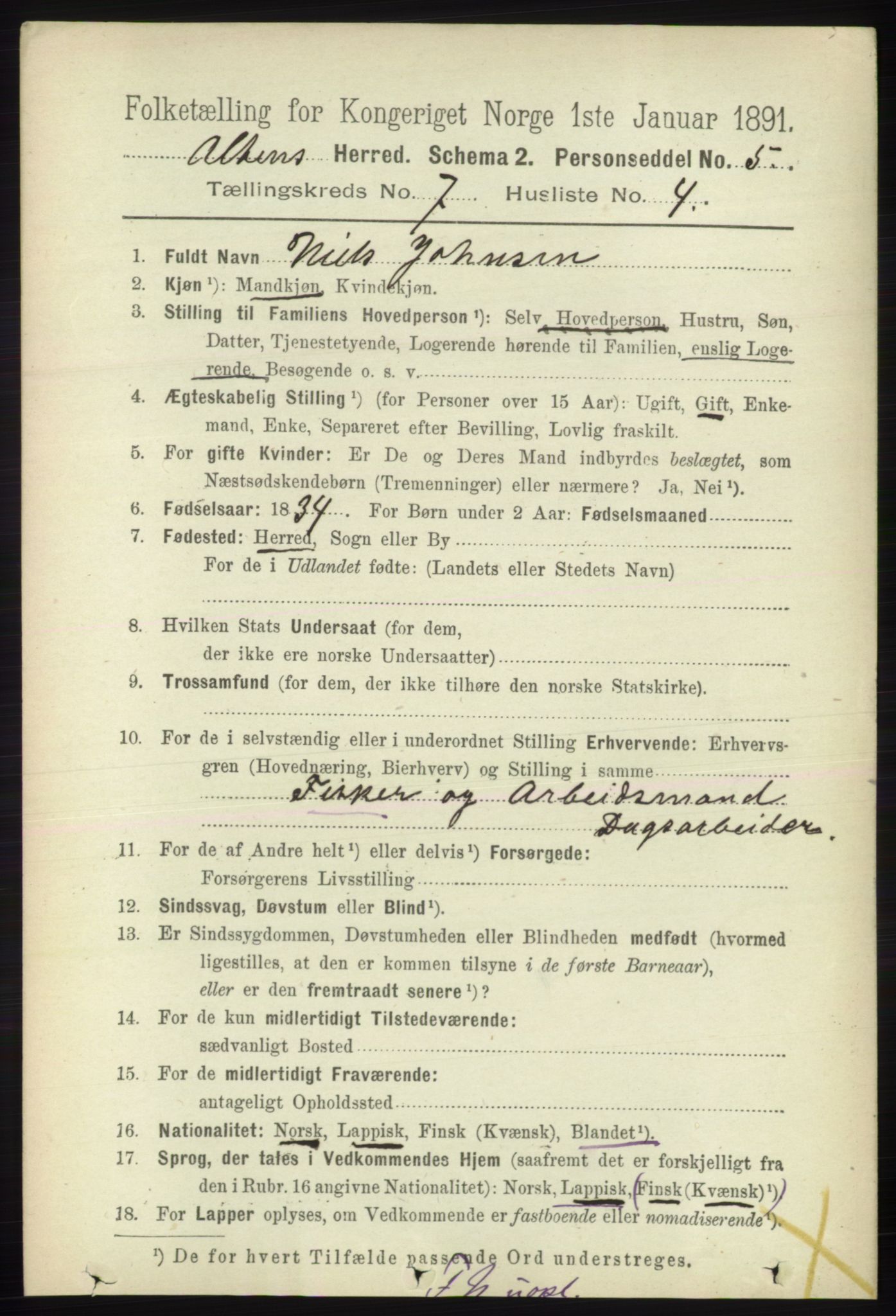 RA, 1891 census for 2012 Alta, 1891, p. 2127
