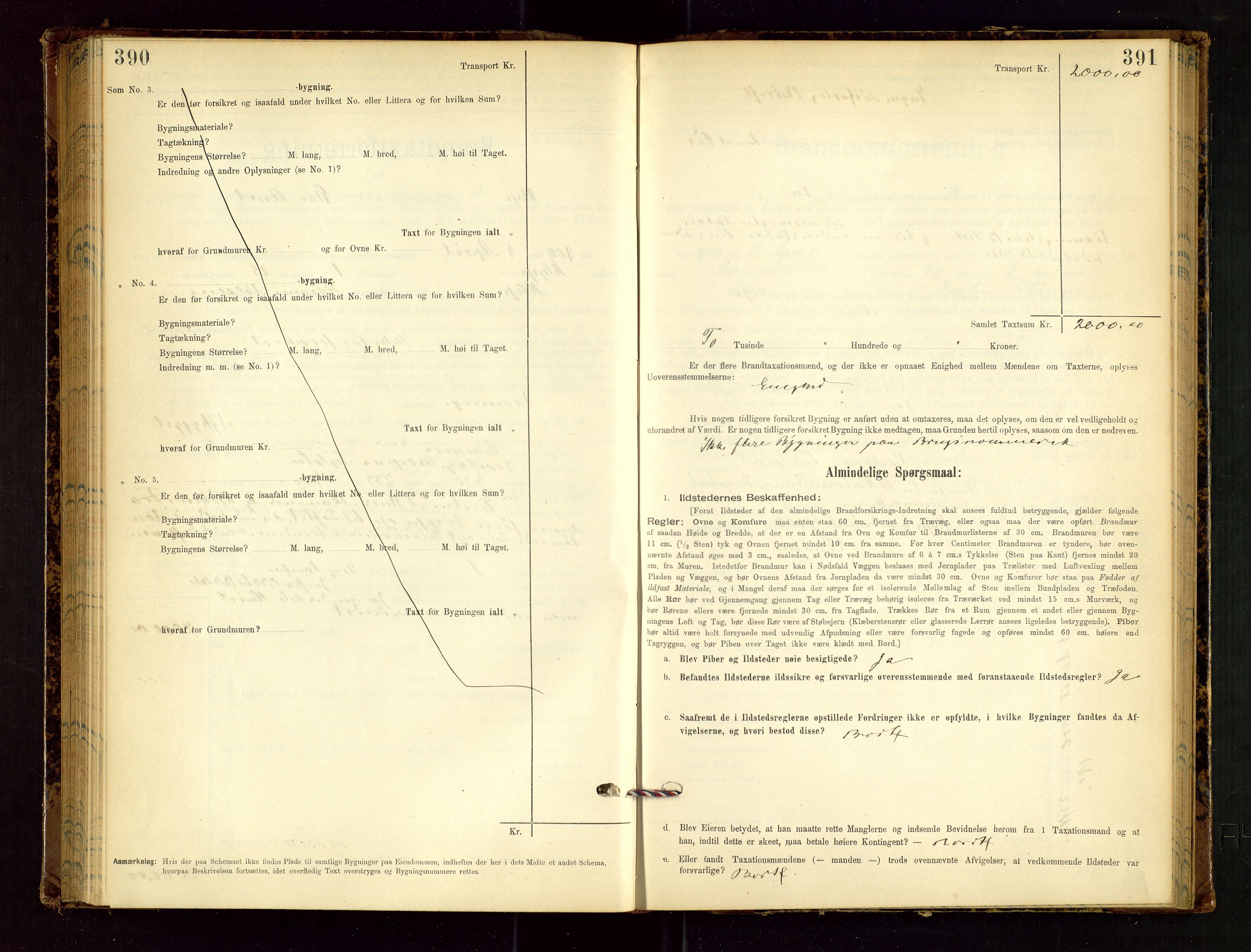 Klepp lensmannskontor, AV/SAST-A-100163/Goc/L0002: "Brandtaxationsprotokol" m/register, 1898-1902, p. 390-391