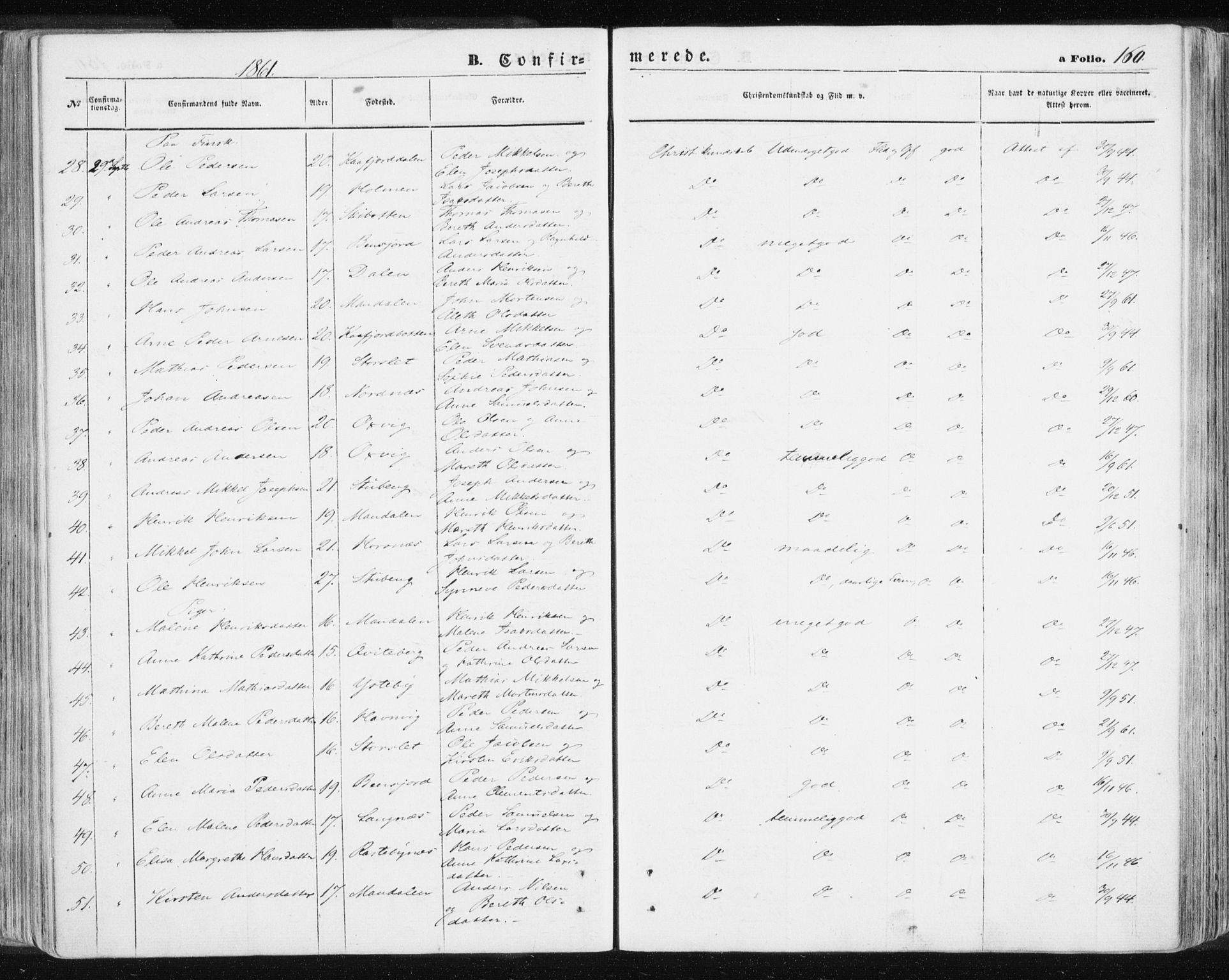 Lyngen sokneprestembete, AV/SATØ-S-1289/H/He/Hea/L0005kirke: Parish register (official) no. 5, 1859-1869, p. 160