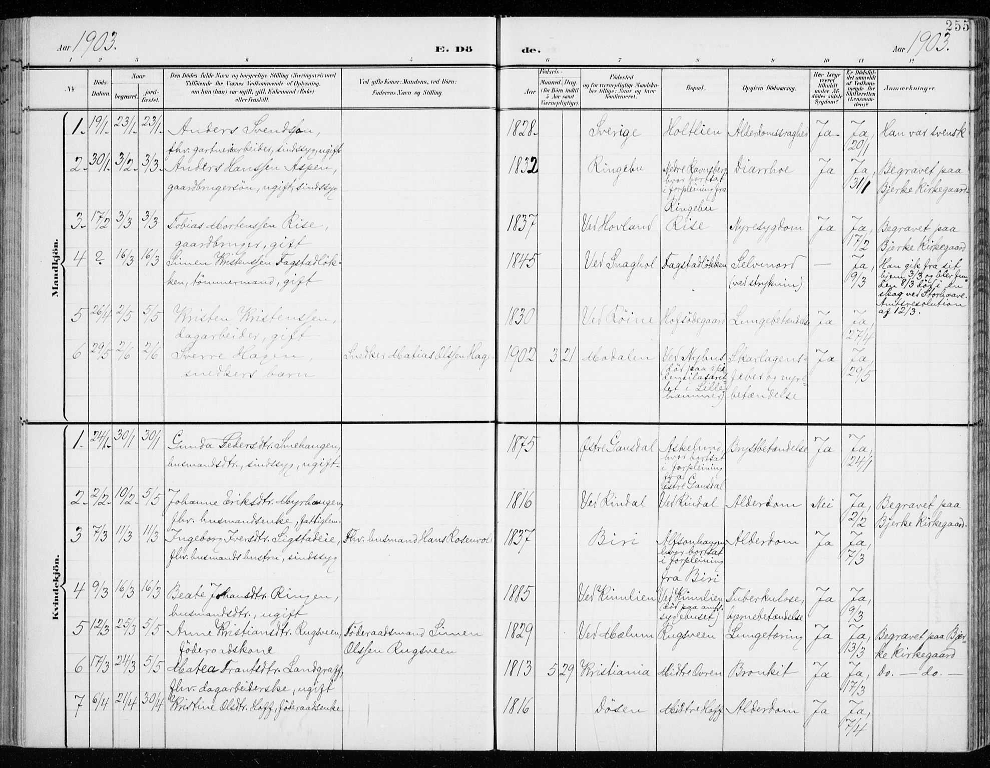 Fåberg prestekontor, SAH/PREST-086/H/Ha/Haa/L0011: Parish register (official) no. 11, 1899-1913, p. 255