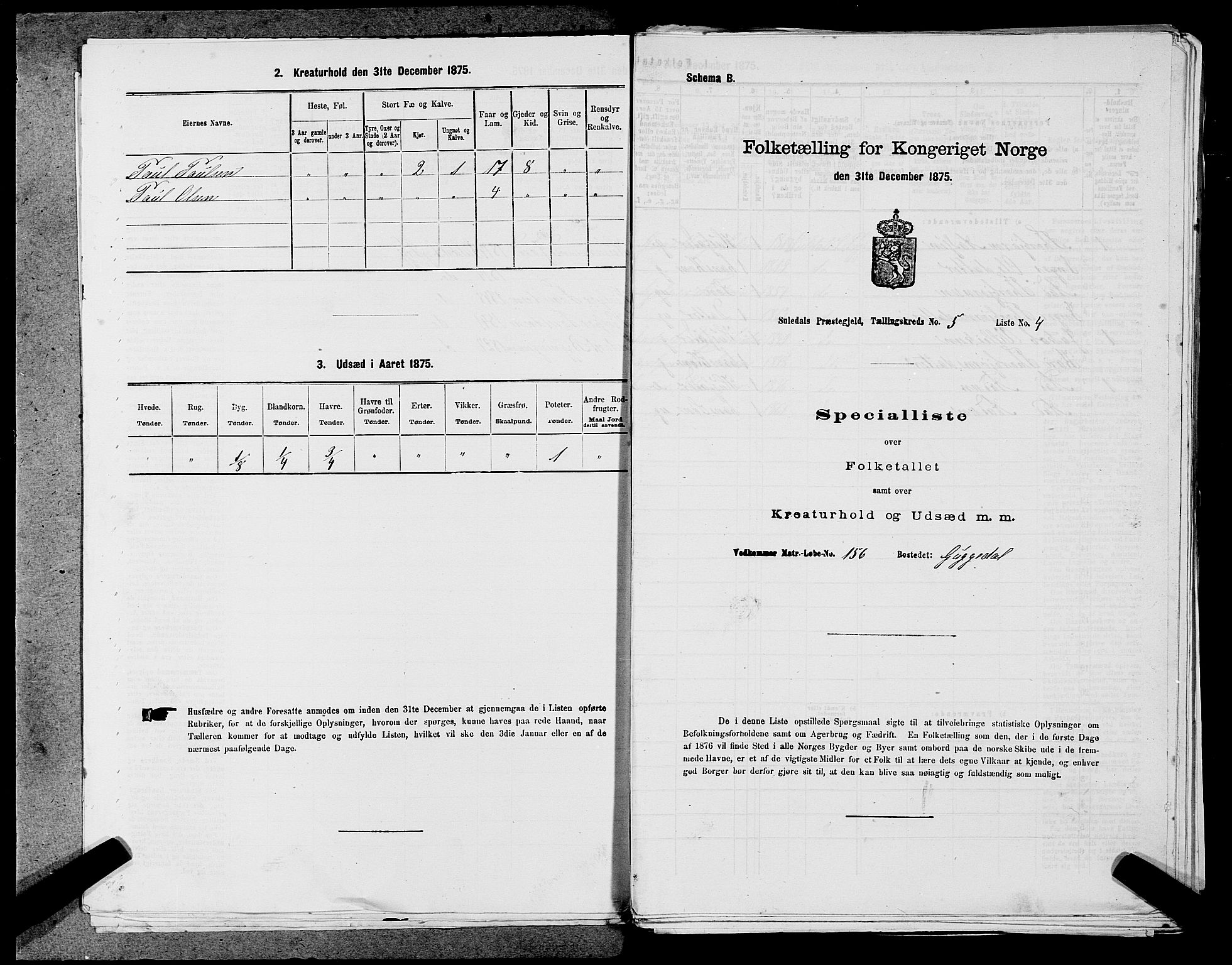 SAST, 1875 census for 1134P Suldal, 1875, p. 573