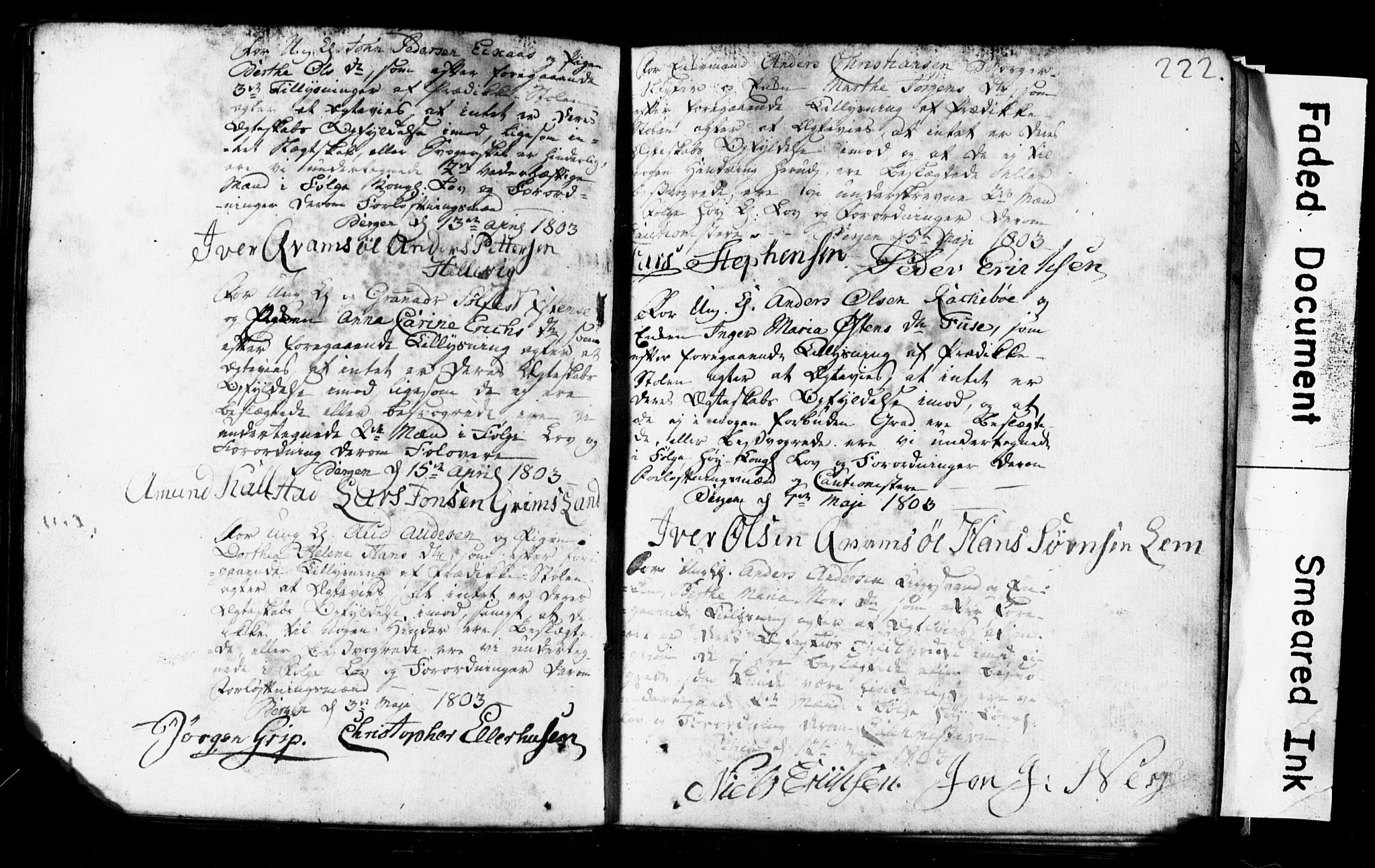 Korskirken sokneprestembete, SAB/A-76101: Best man's statements no. II.5.1, 1776-1816, p. 222