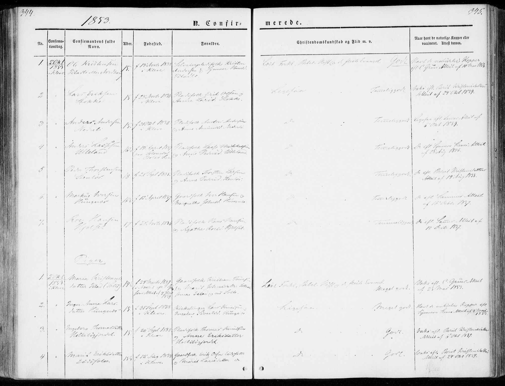 Ministerialprotokoller, klokkerbøker og fødselsregistre - Møre og Romsdal, SAT/A-1454/557/L0680: Parish register (official) no. 557A02, 1843-1869, p. 344-345