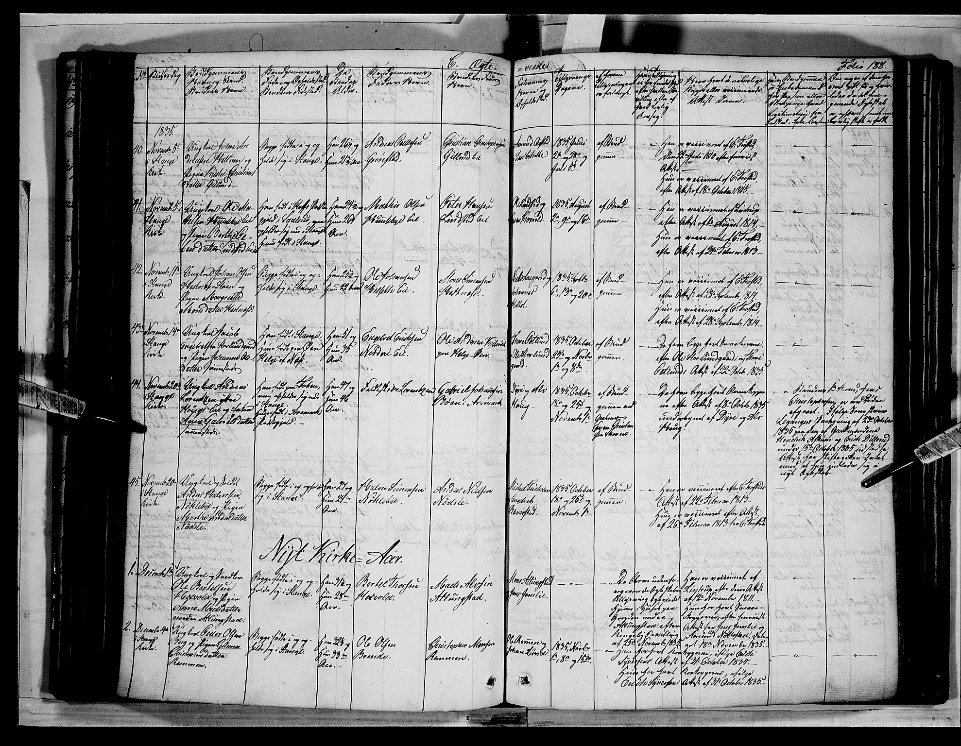 Stange prestekontor, AV/SAH-PREST-002/K/L0010: Parish register (official) no. 10, 1835-1845, p. 188