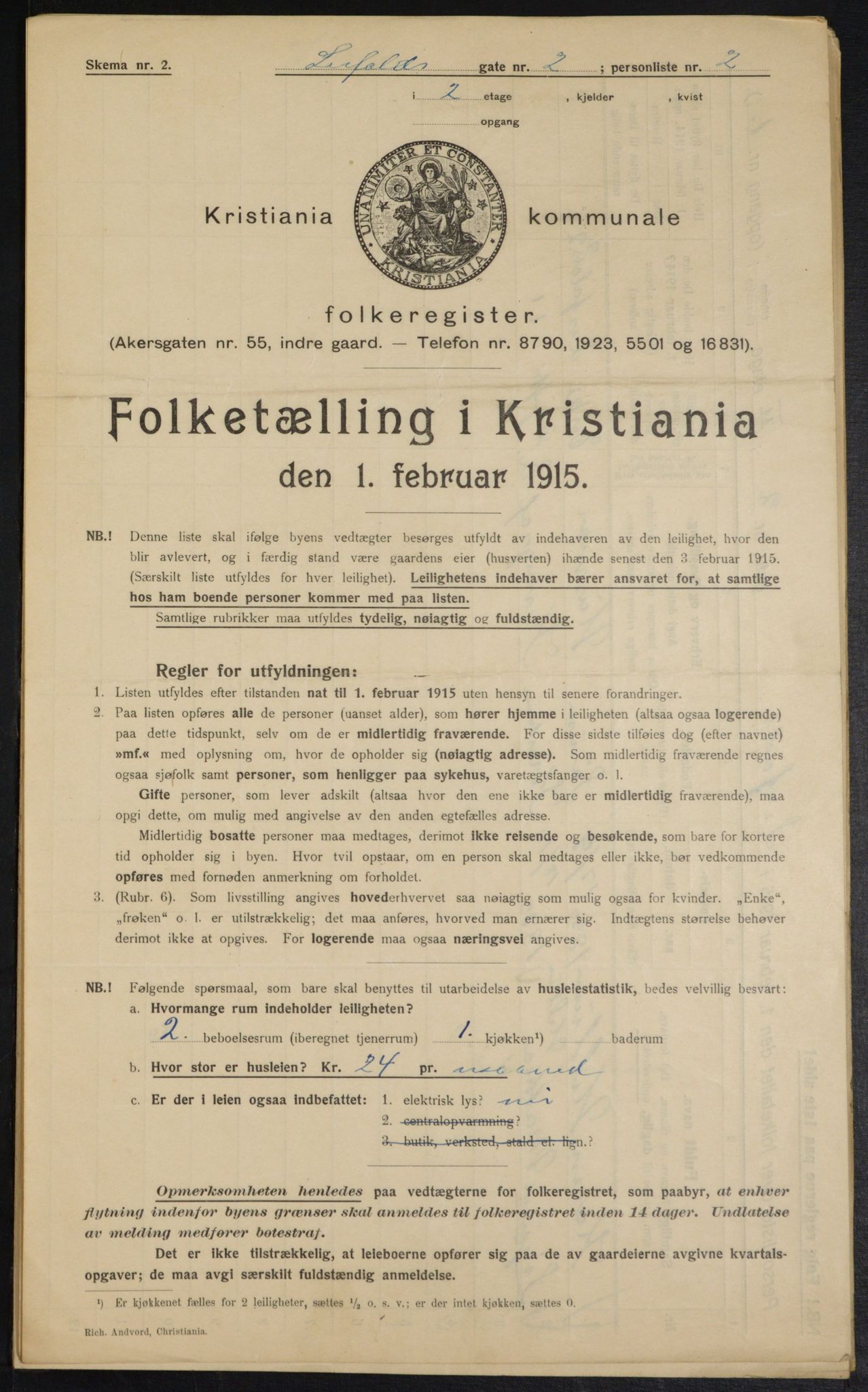 OBA, Municipal Census 1915 for Kristiania, 1915, p. 56738