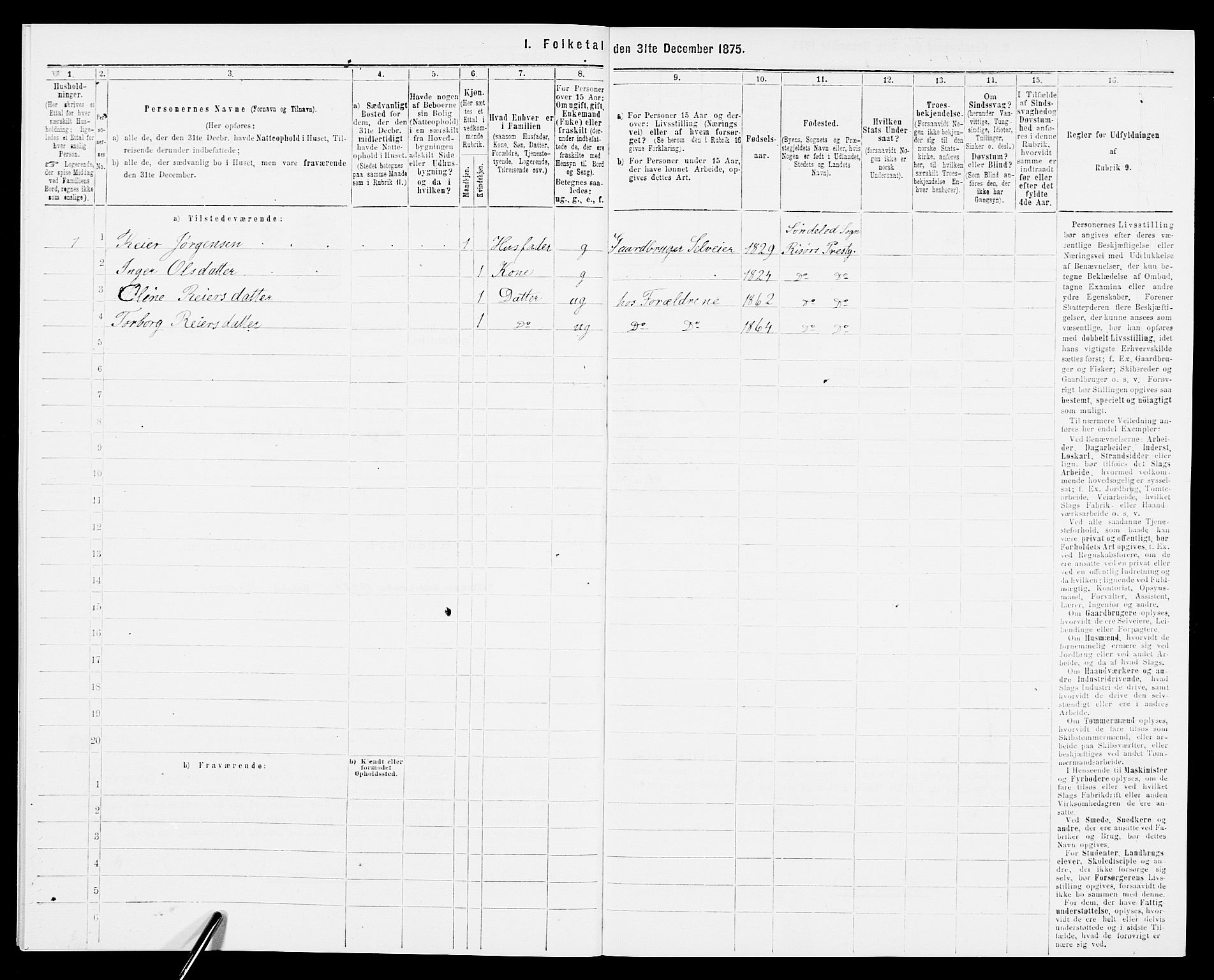 SAK, 1875 census for 0913L Risør/Søndeled, 1875, p. 61