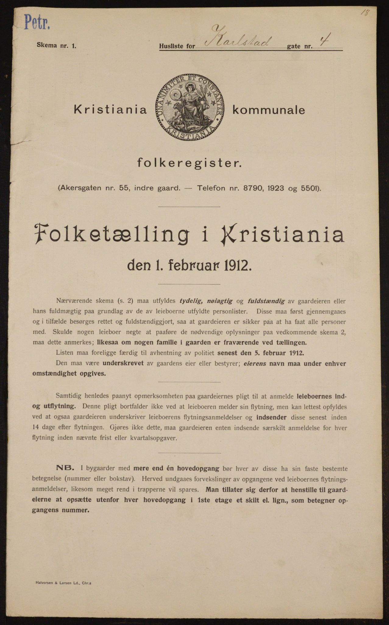 OBA, Municipal Census 1912 for Kristiania, 1912, p. 49273