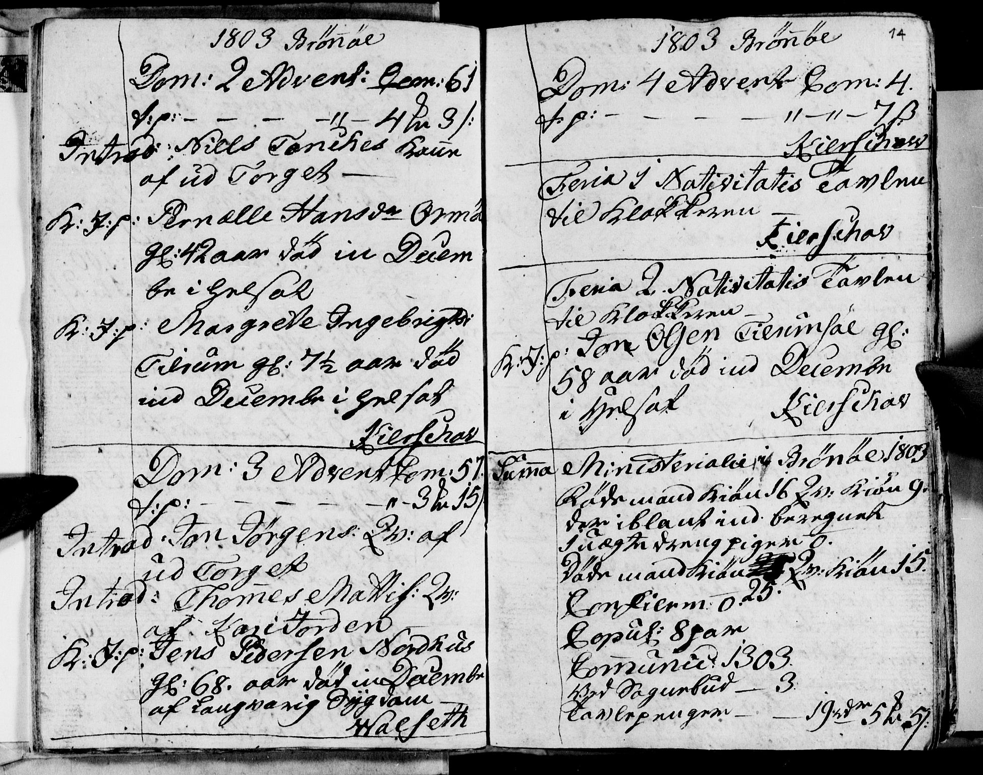 Ministerialprotokoller, klokkerbøker og fødselsregistre - Nordland, SAT/A-1459/813/L0209: Parish register (copy) no. 813C01, 1803-1821, p. 14