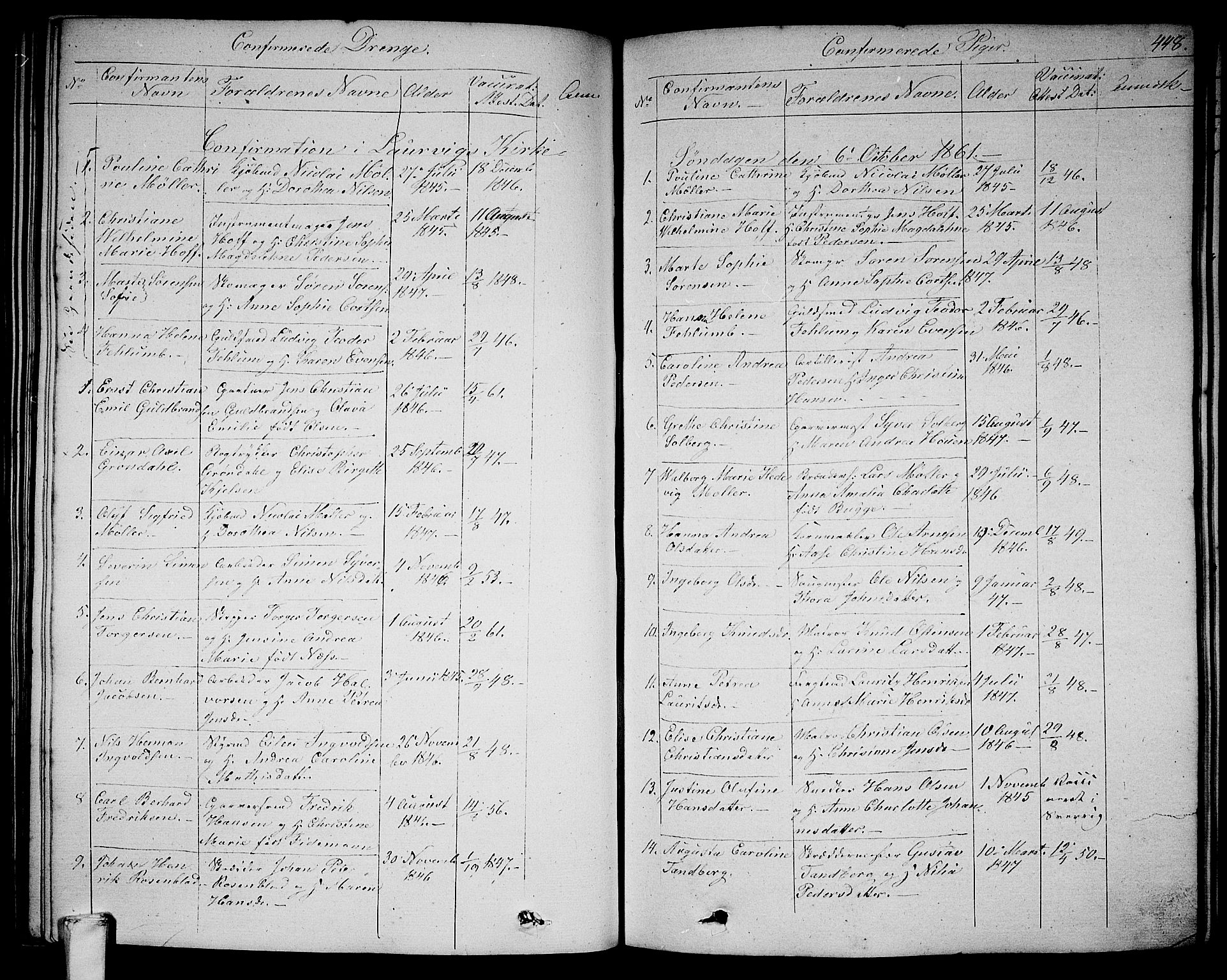 Larvik kirkebøker, AV/SAKO-A-352/G/Ga/L0003b: Parish register (copy) no. I 3B, 1830-1870, p. 448