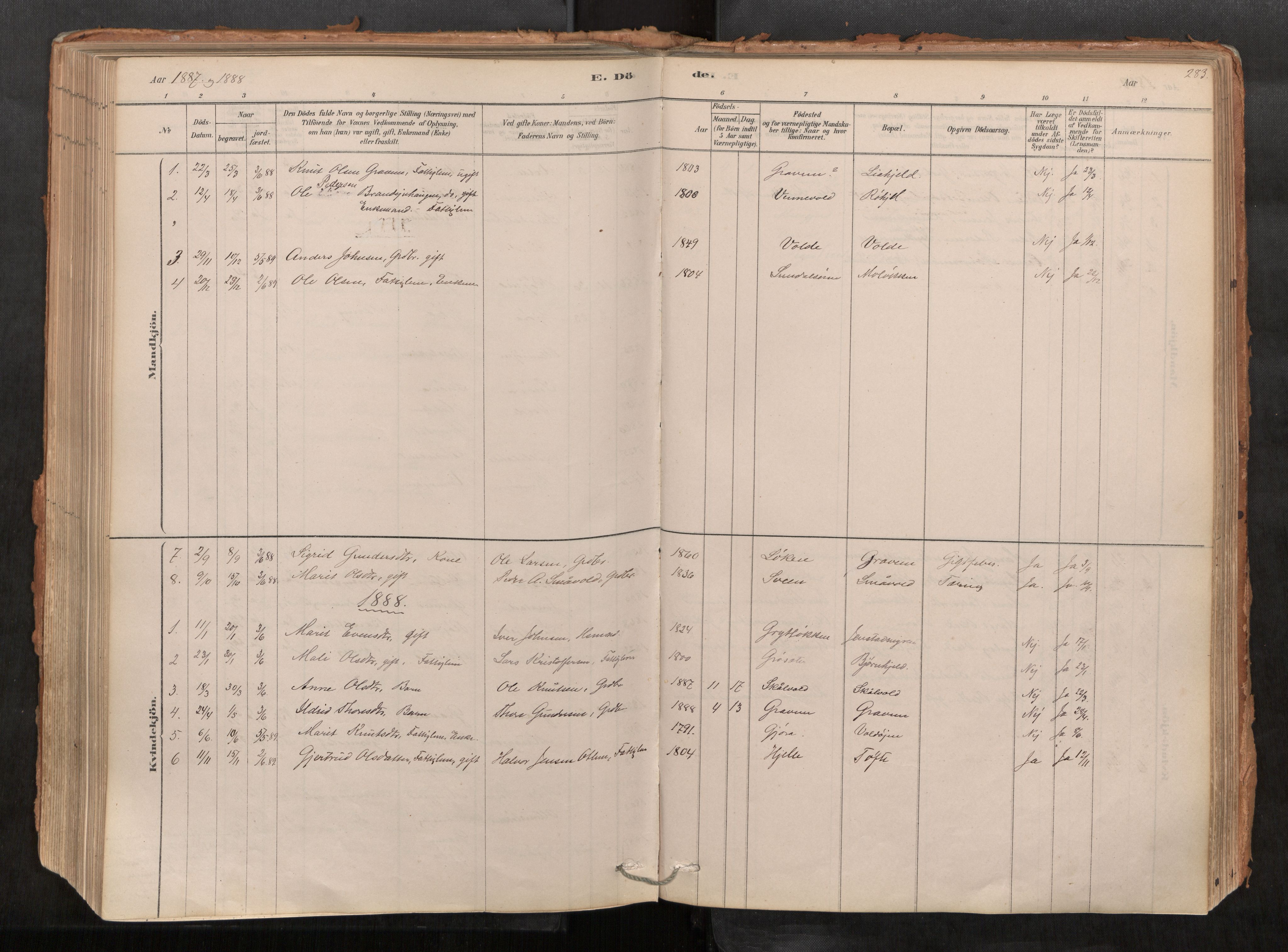 Sunndal sokneprestkontor, SAT/A-1085/1/I/I1/I1a/L0001: Parish register (official) no. 1, 1877-1914, p. 283