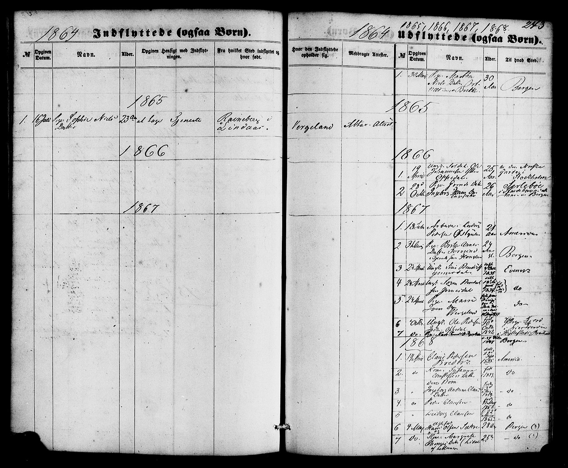 Gulen sokneprestembete, SAB/A-80201/H/Haa/Haac/L0001: Parish register (official) no. C 1, 1859-1881, p. 243