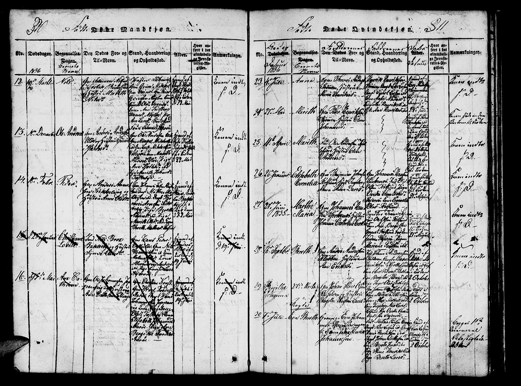 Skjervøy sokneprestkontor, AV/SATØ-S-1300/H/Ha/Hab/L0001klokker: Parish register (copy) no. 1, 1825-1838, p. 310-311