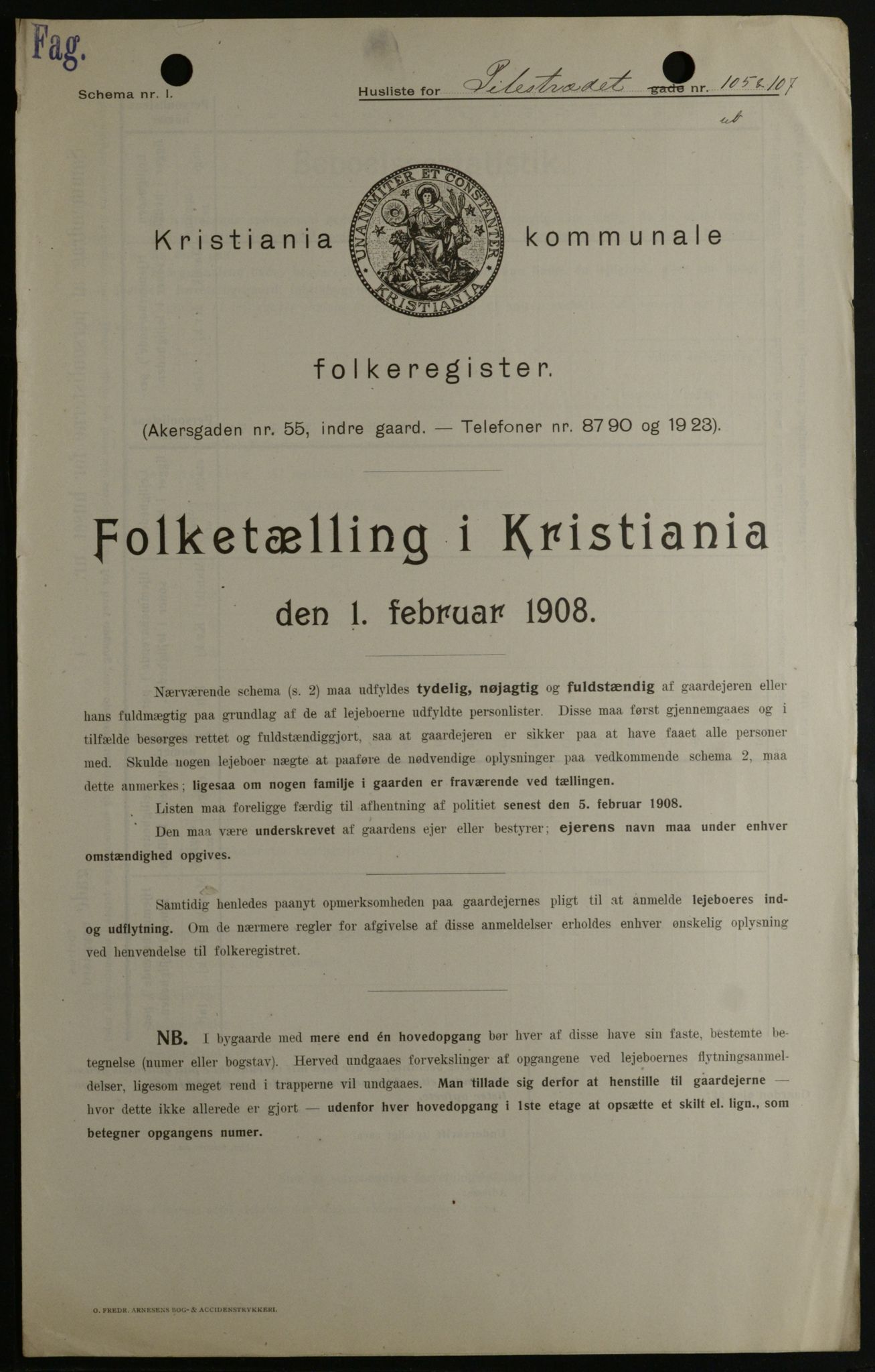 OBA, Municipal Census 1908 for Kristiania, 1908, p. 71950