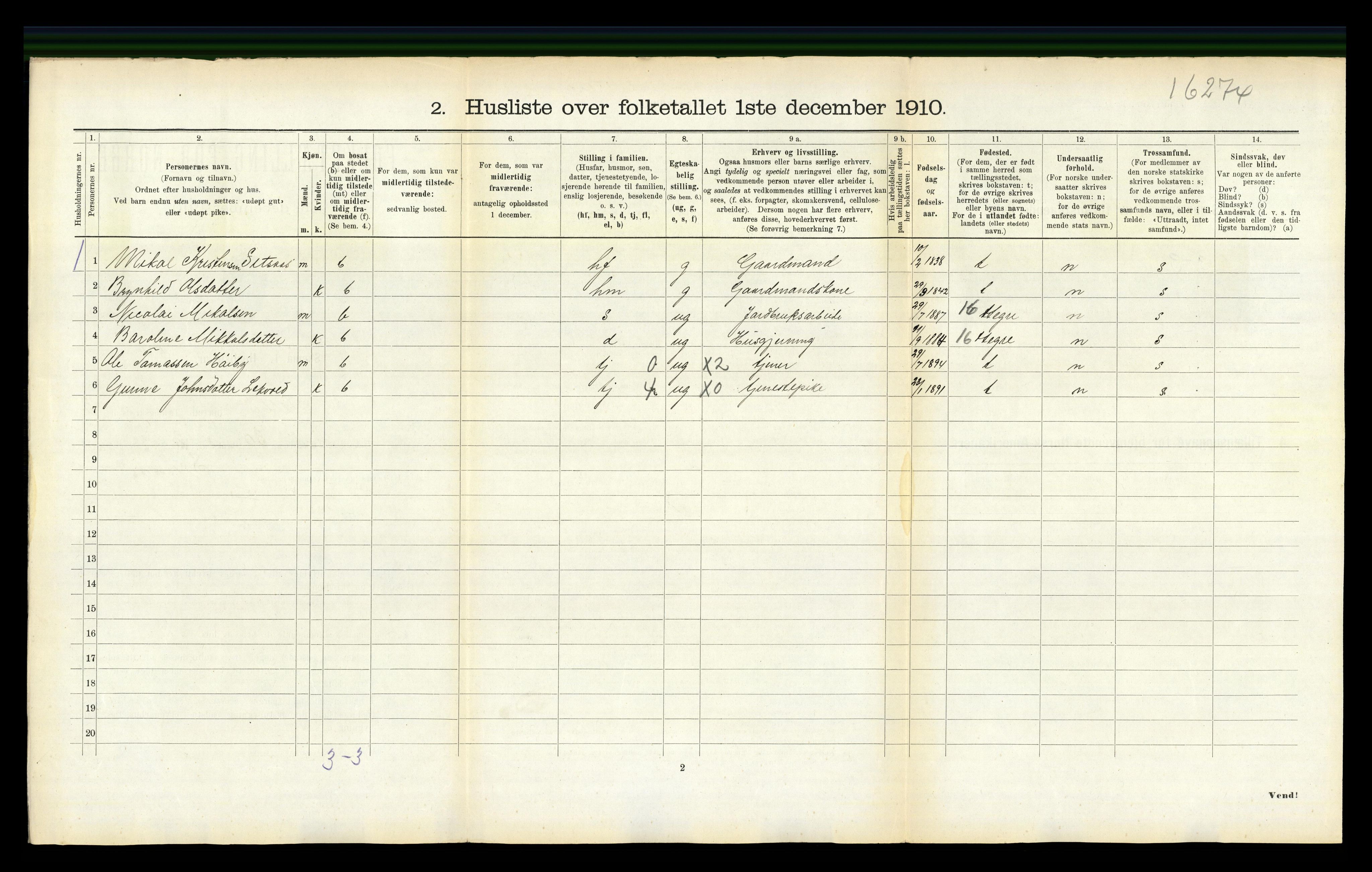 RA, 1910 census for Selbu, 1910, p. 311