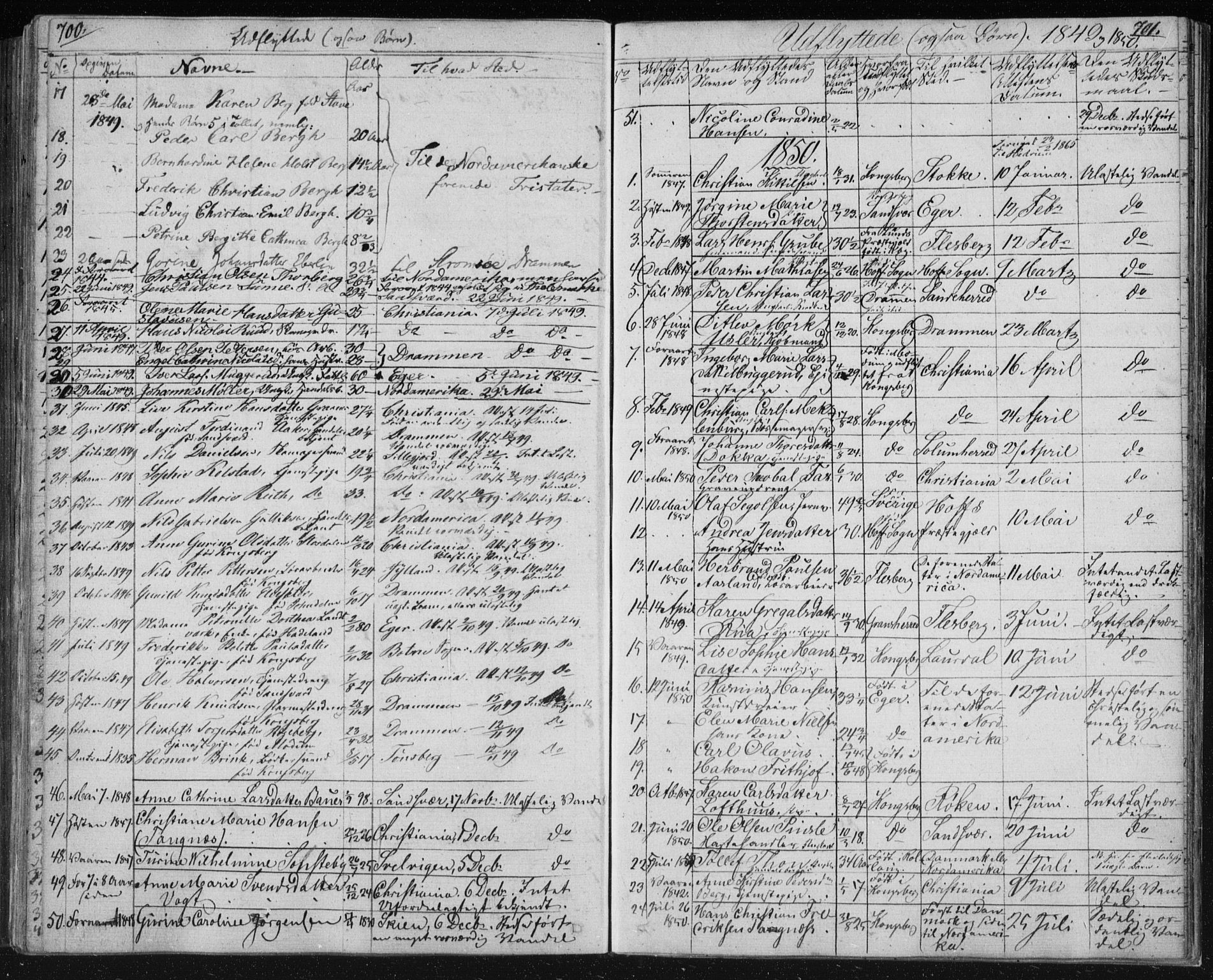 Kongsberg kirkebøker, SAKO/A-22/F/Fa/L0009: Parish register (official) no. I 9, 1839-1858, p. 700-701