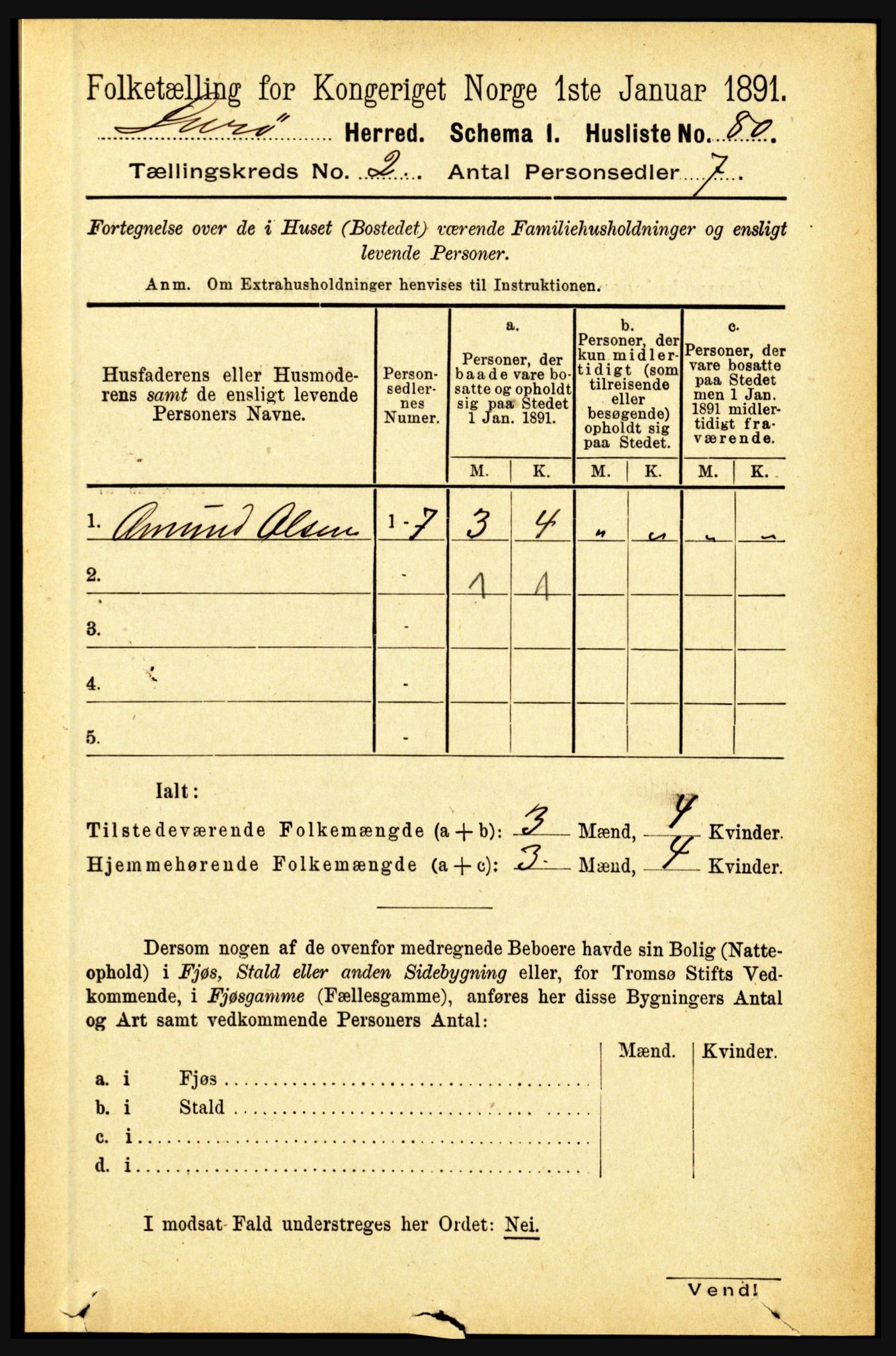 RA, 1891 census for 1834 Lurøy, 1891, p. 736