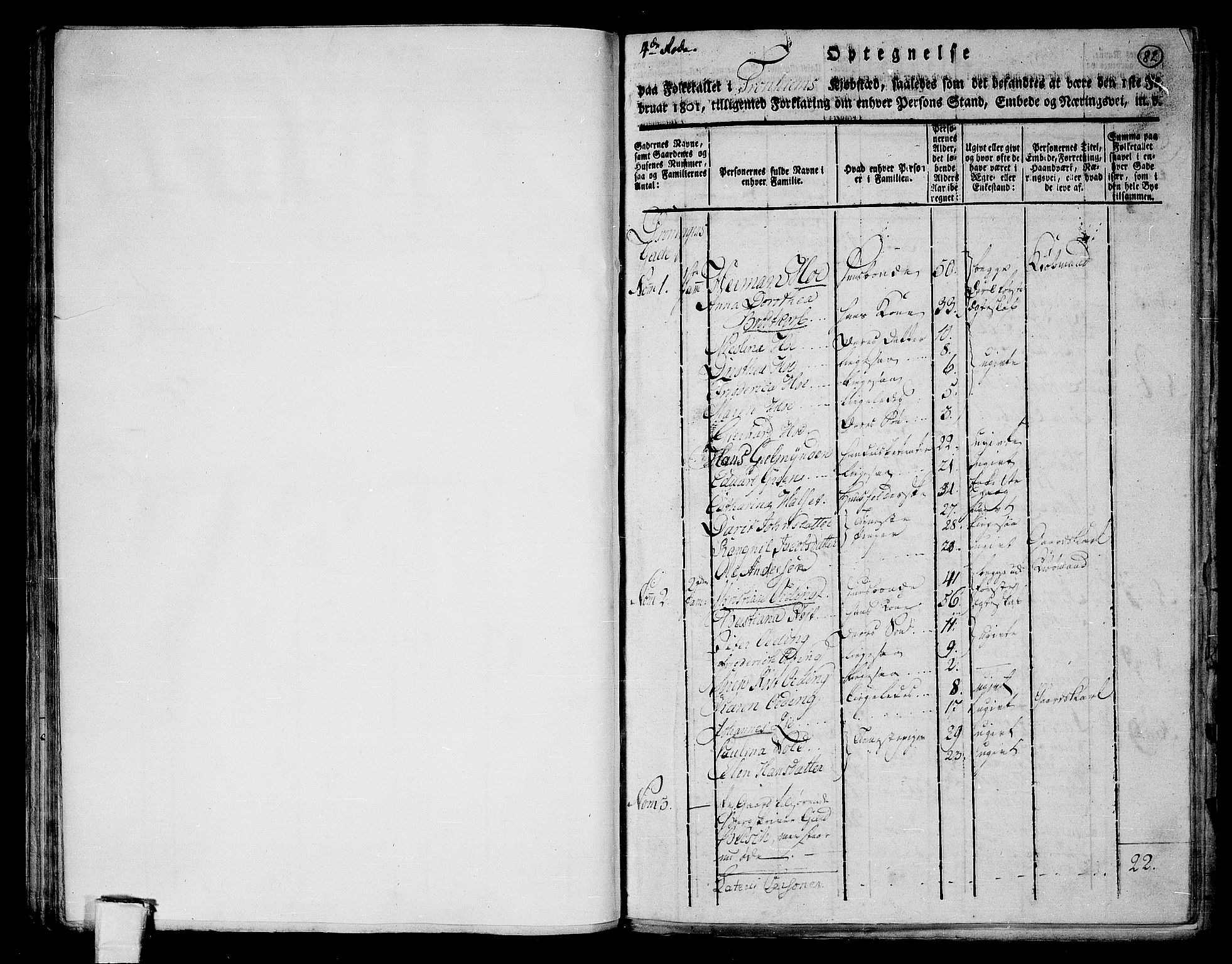 RA, 1801 census for 1601 Trondheim, 1801, p. 81b-82a