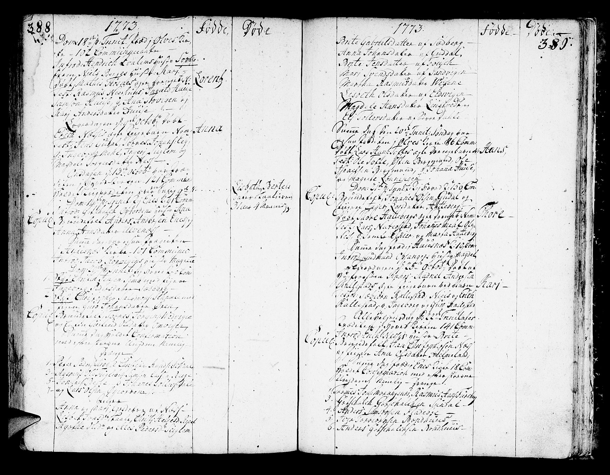 Kvinnherad sokneprestembete, SAB/A-76401/H/Haa: Parish register (official) no. A 3, 1754-1777, p. 388-389