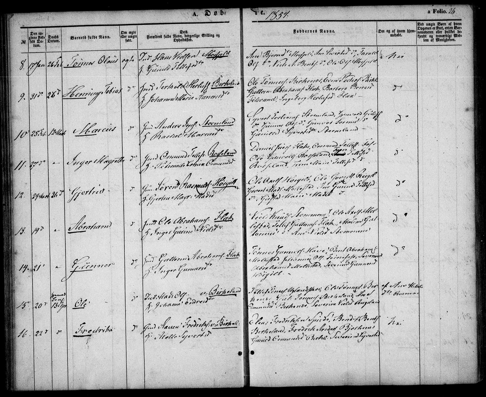 Birkenes sokneprestkontor, AV/SAK-1111-0004/F/Fa/L0003: Parish register (official) no. A 3, 1850-1866, p. 26