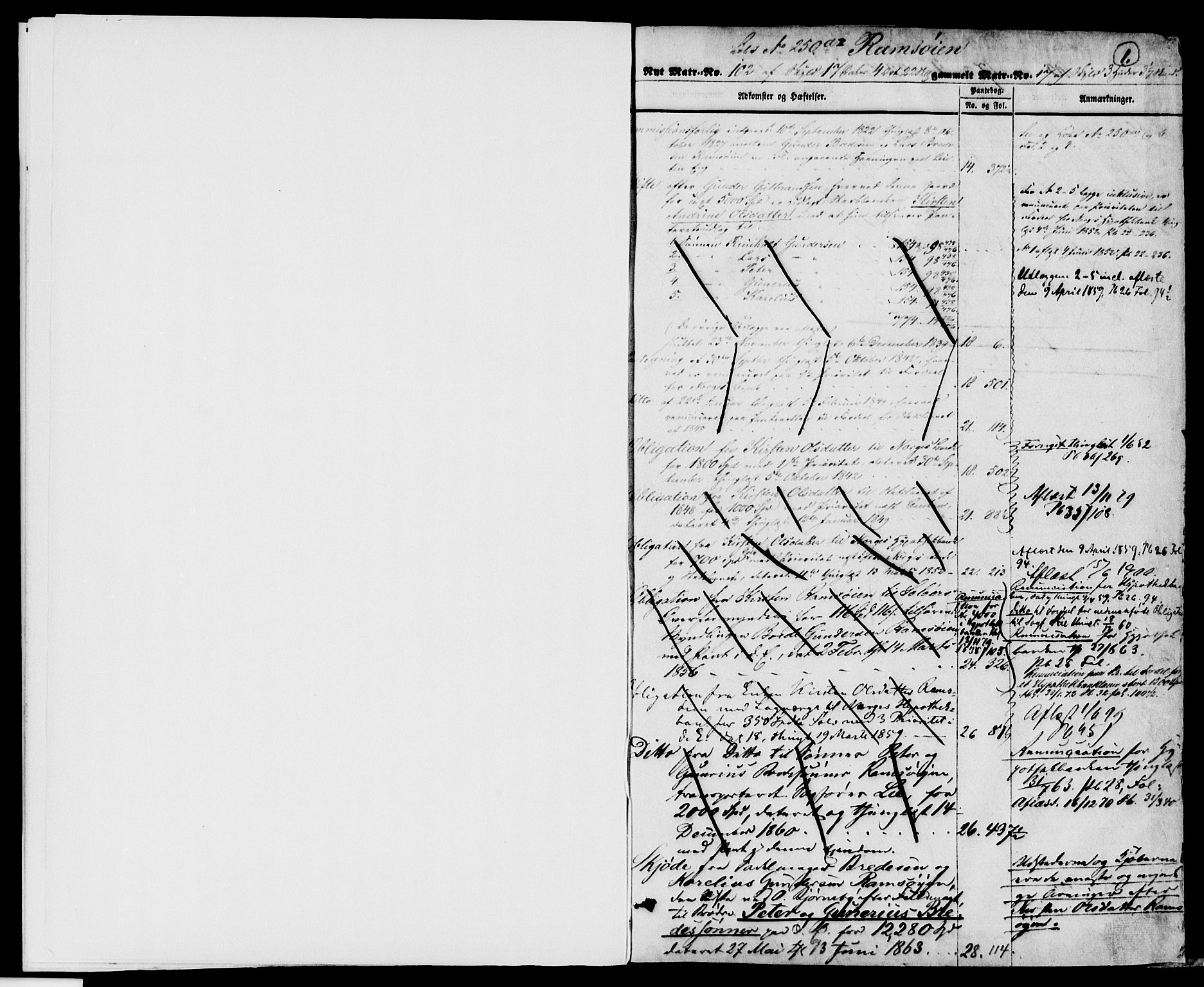 Solør tingrett, SAH/TING-008/H/Ha/Hac/L0005: Mortgage register no. D1, 1820-1900, p. 1