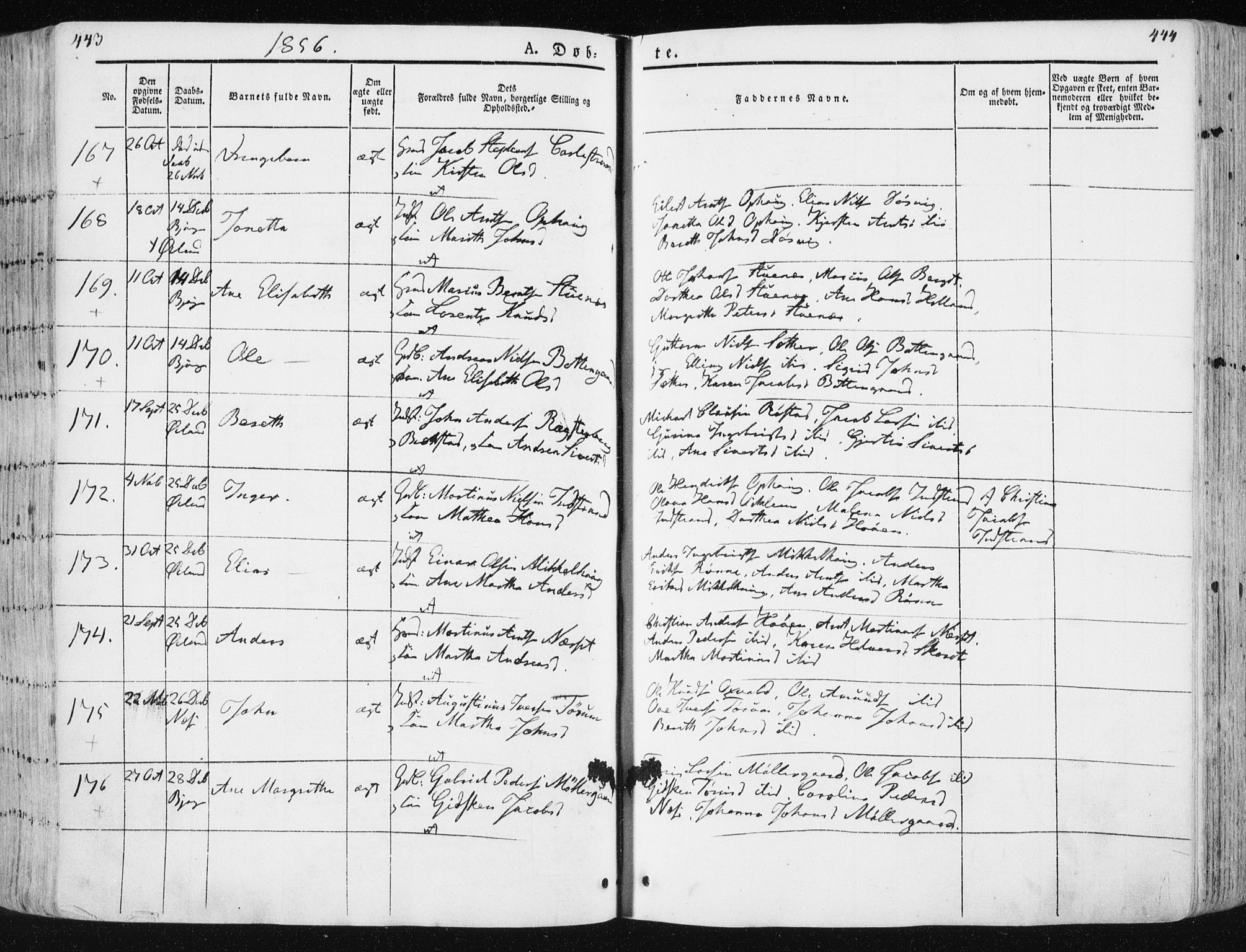 Ministerialprotokoller, klokkerbøker og fødselsregistre - Sør-Trøndelag, SAT/A-1456/659/L0736: Parish register (official) no. 659A06, 1842-1856, p. 443-444