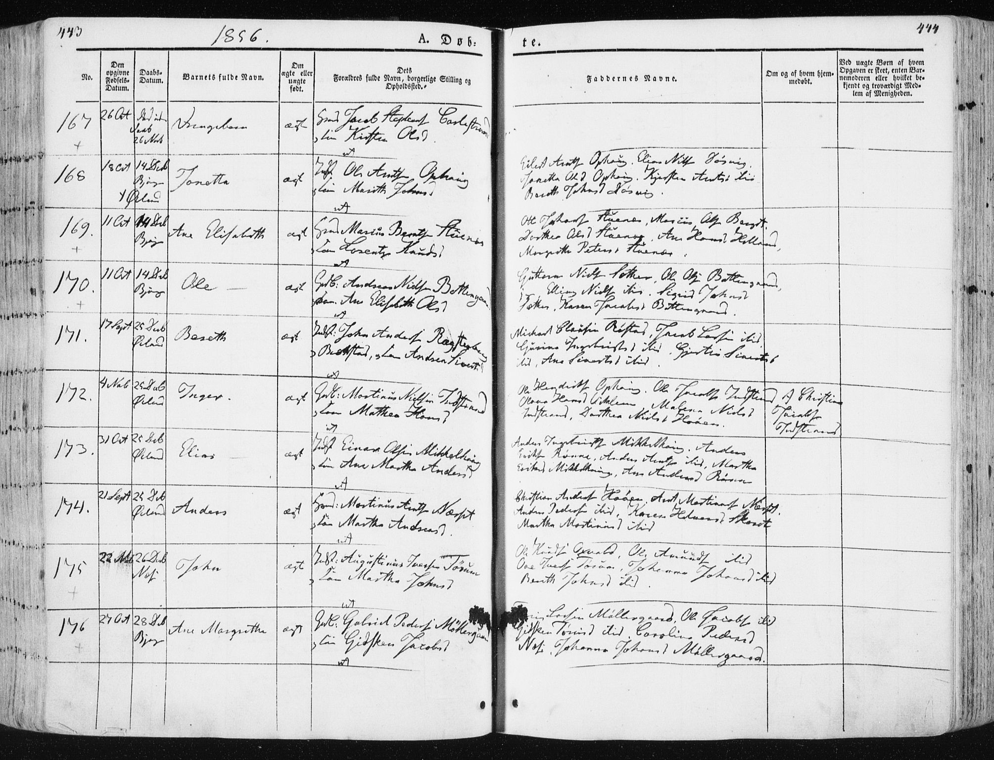 Ministerialprotokoller, klokkerbøker og fødselsregistre - Sør-Trøndelag, AV/SAT-A-1456/659/L0736: Parish register (official) no. 659A06, 1842-1856, p. 443-444