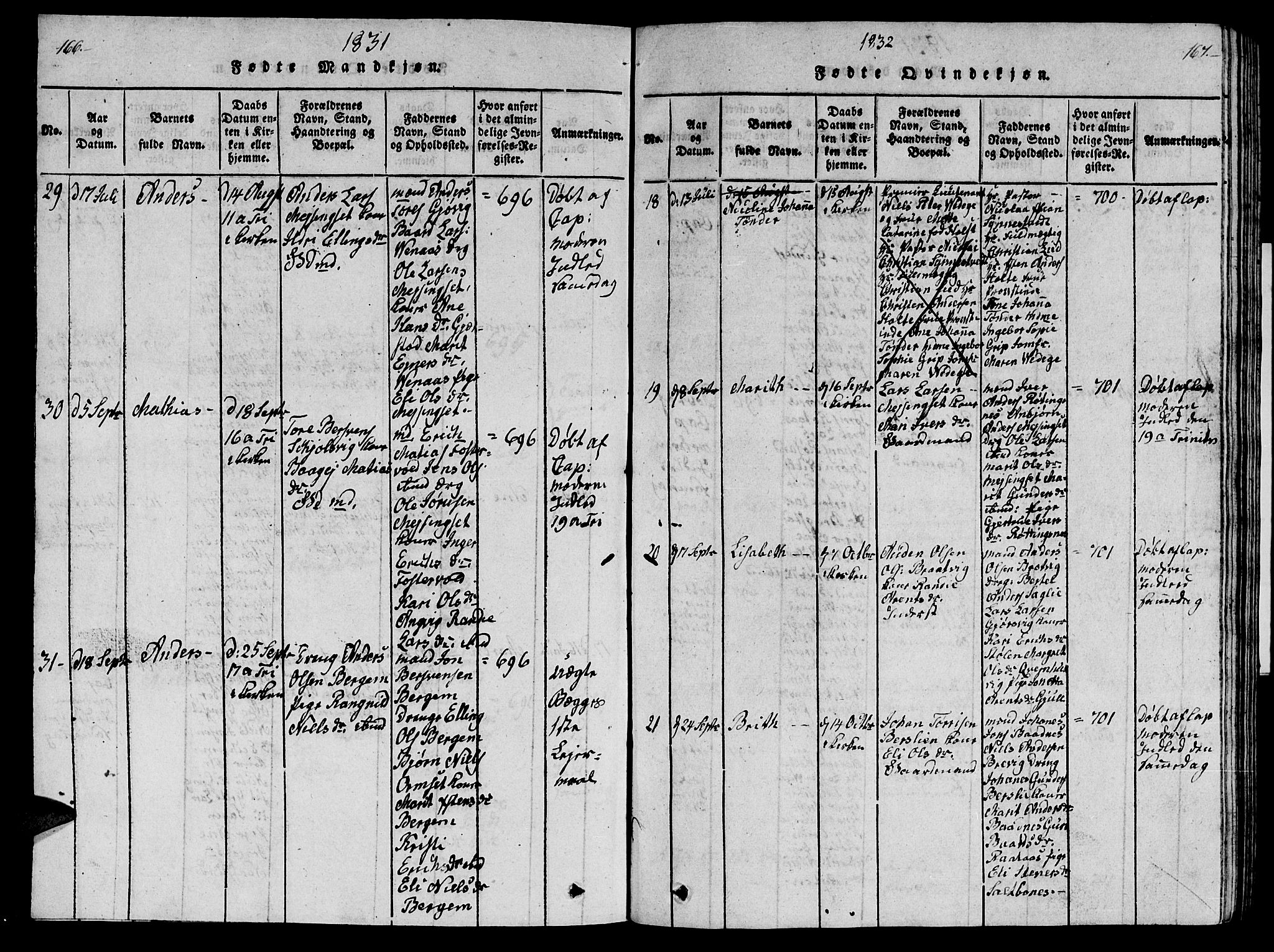 Ministerialprotokoller, klokkerbøker og fødselsregistre - Møre og Romsdal, AV/SAT-A-1454/586/L0990: Parish register (copy) no. 586C01, 1819-1837, p. 166-167