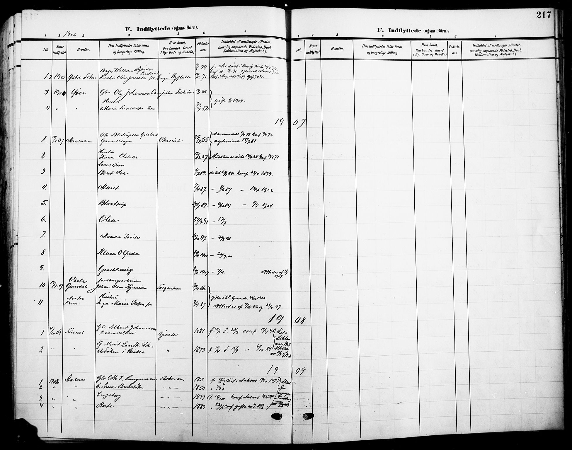 Ringsaker prestekontor, AV/SAH-PREST-014/L/La/L0017: Parish register (copy) no. 17, 1905-1920, p. 217