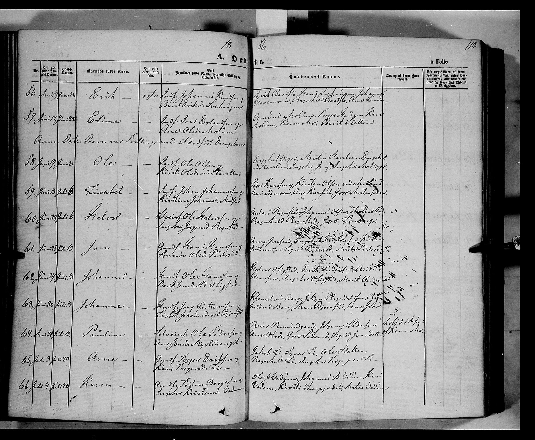 Øyer prestekontor, AV/SAH-PREST-084/H/Ha/Haa/L0005: Parish register (official) no. 5, 1842-1857, p. 110