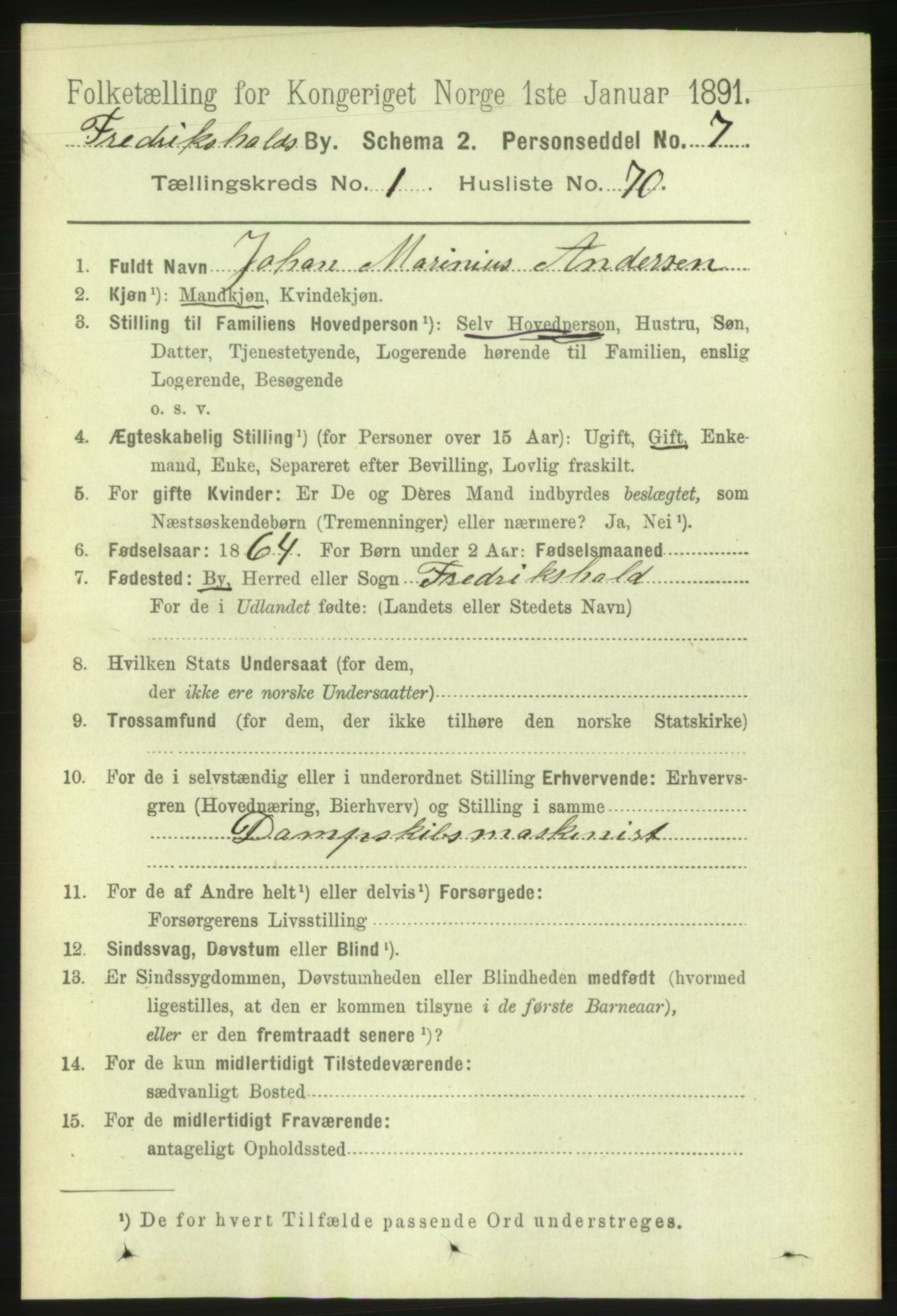 RA, 1891 census for 0101 Fredrikshald, 1891, p. 2621