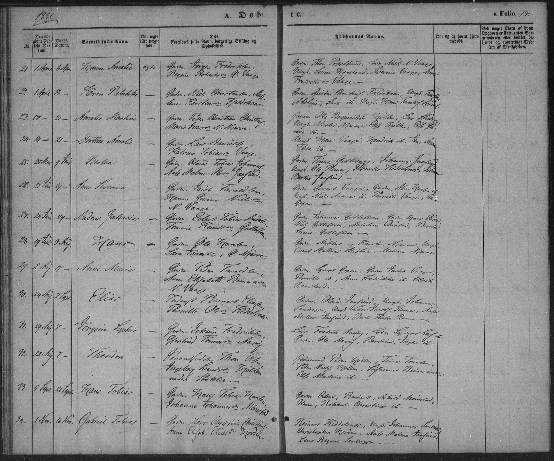 Sør-Audnedal sokneprestkontor, AV/SAK-1111-0039/F/Fa/Faa/L0002: Parish register (official) no. A 2, 1848-1867, p. 14